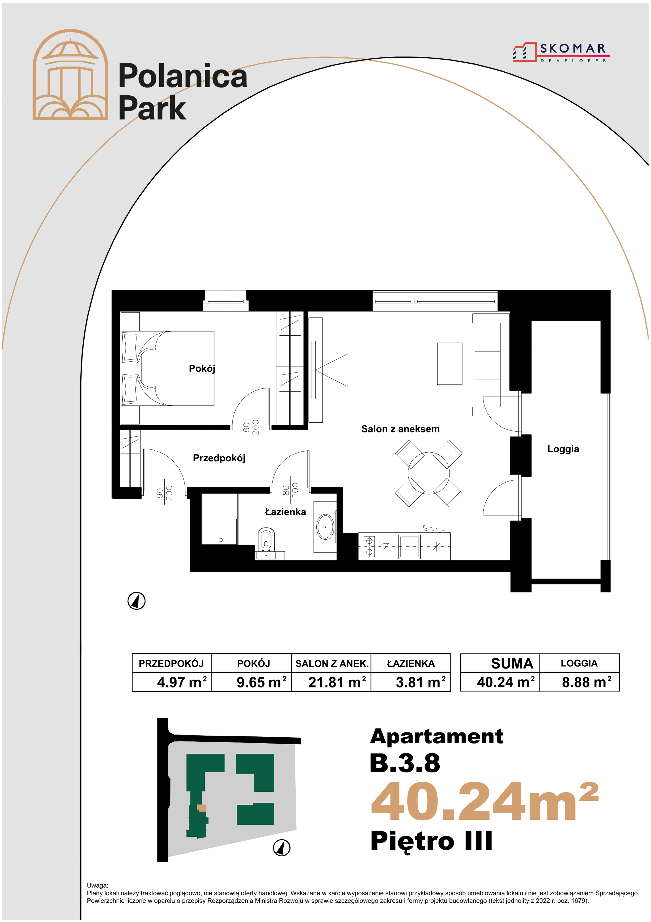 Apartament 40,24 m², piętro 3, oferta nr B_3_8, Polanica Park, Polanica-Zdrój, ul. Zdrojowa-idx