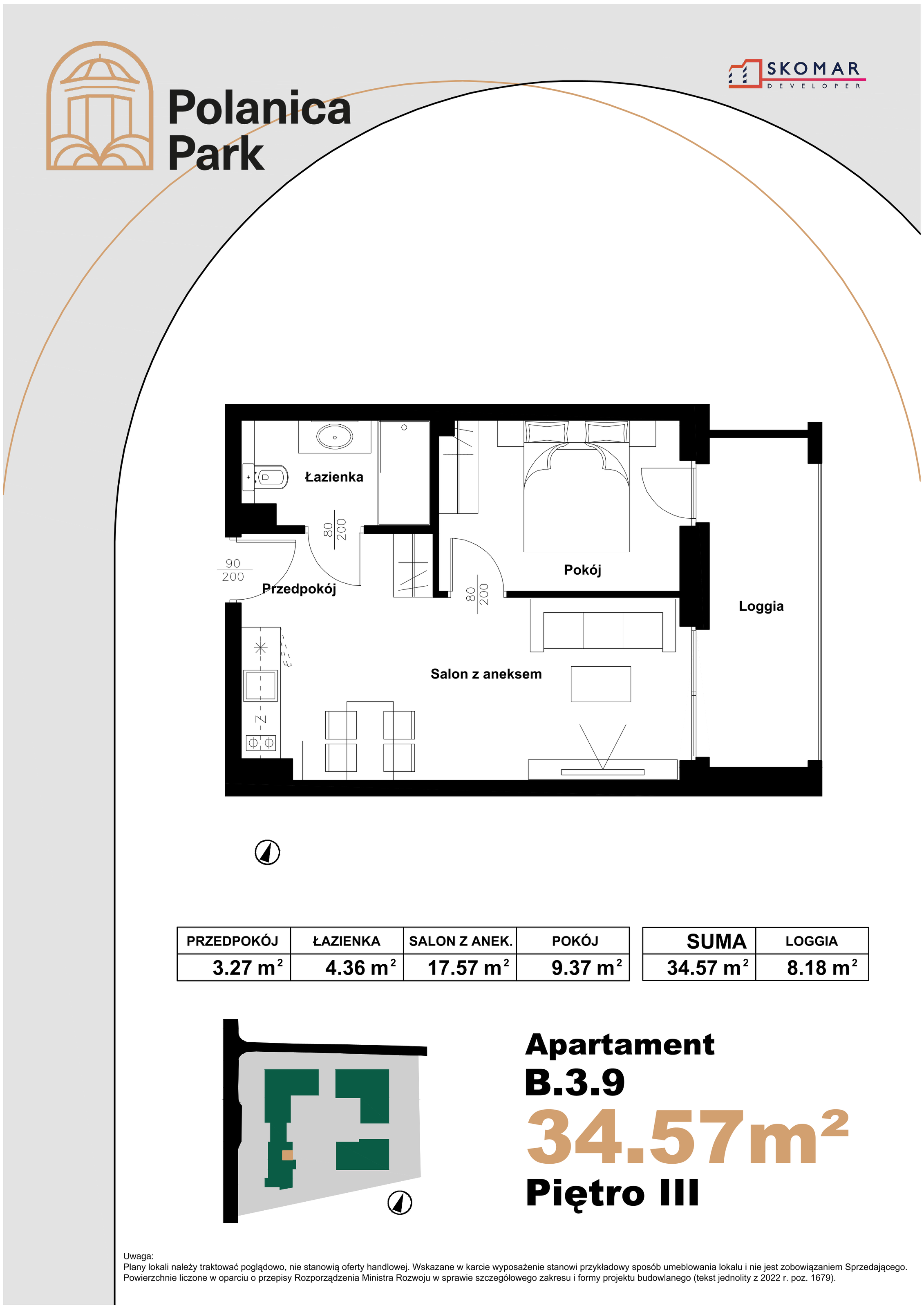 Apartament 34,57 m², piętro 3, oferta nr B_3_9, Polanica Park, Polanica-Zdrój, ul. Zdrojowa-idx