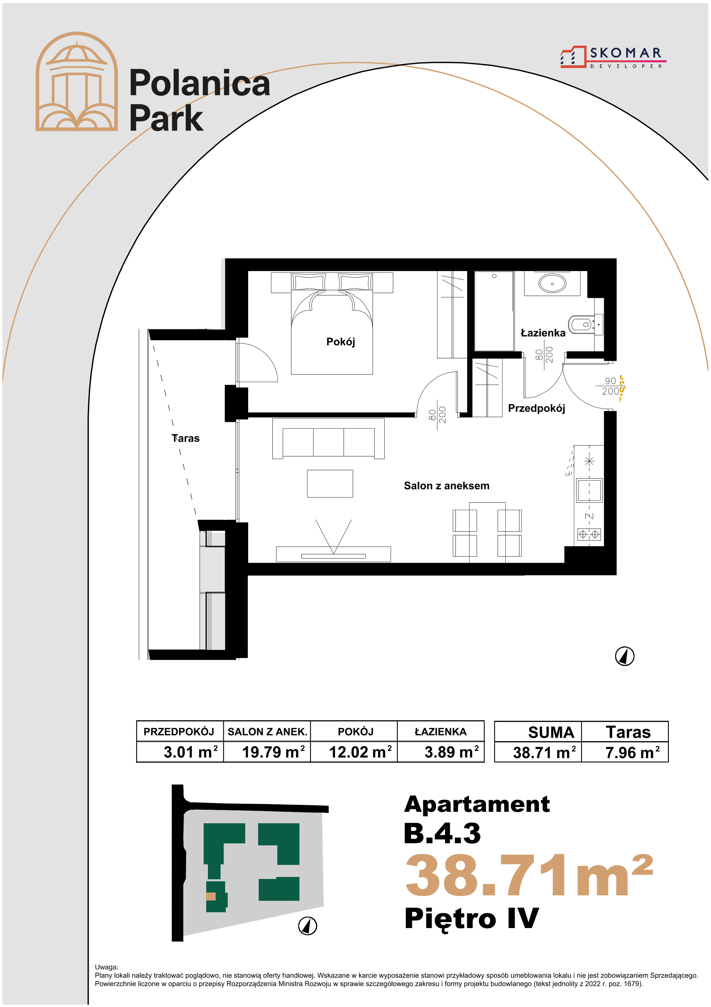 Apartament 38,71 m², piętro 4, oferta nr B_4_3, Polanica Park, Polanica-Zdrój, ul. Zdrojowa-idx