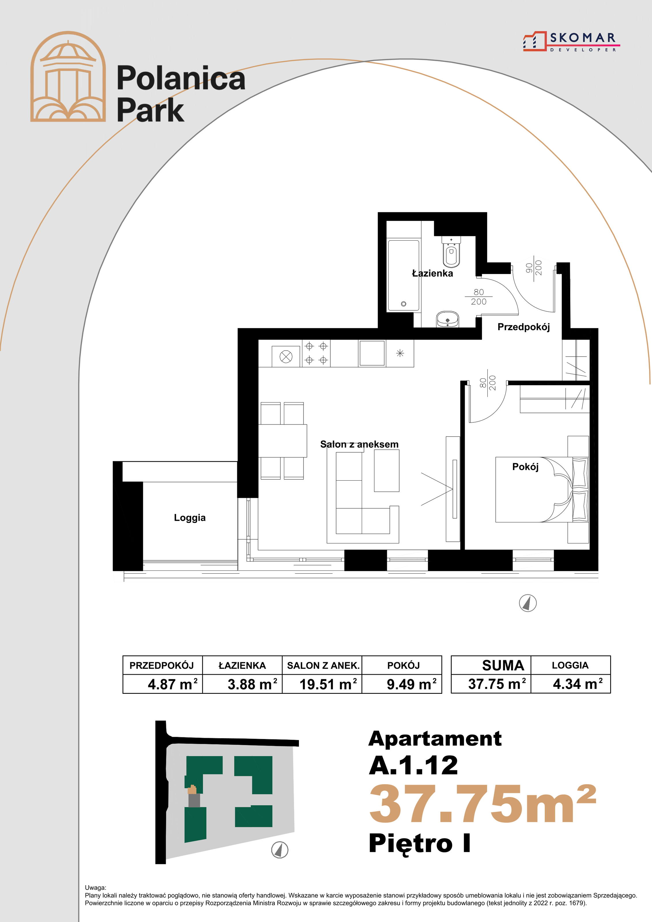 Apartament 37,75 m², piętro 1, oferta nr A_1_12, Polanica Park, Polanica-Zdrój, ul. Zdrojowa-idx