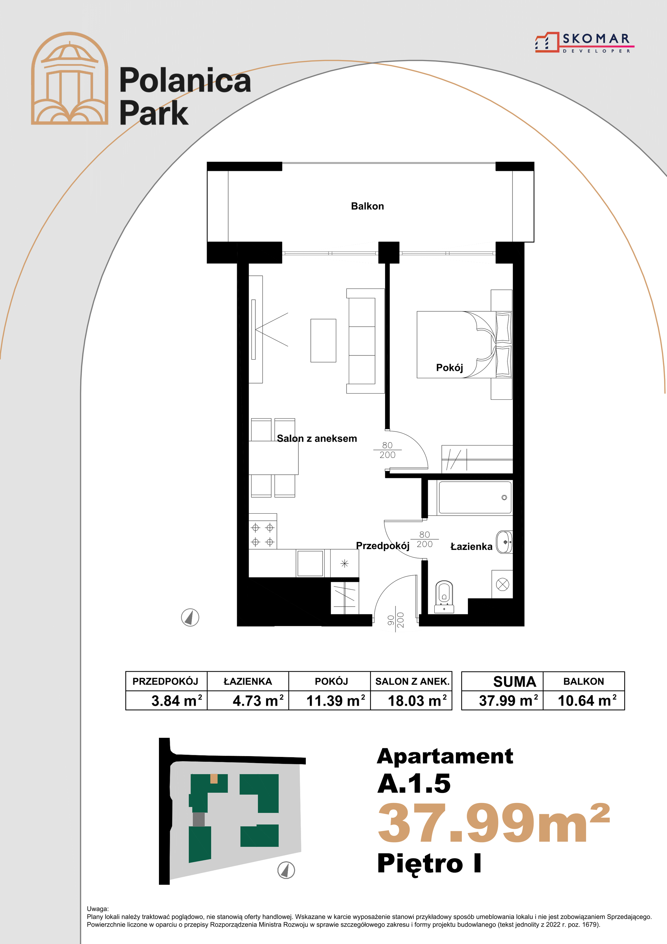 Apartament 37,99 m², piętro 1, oferta nr A_1_5, Polanica Park, Polanica-Zdrój, ul. Zdrojowa-idx