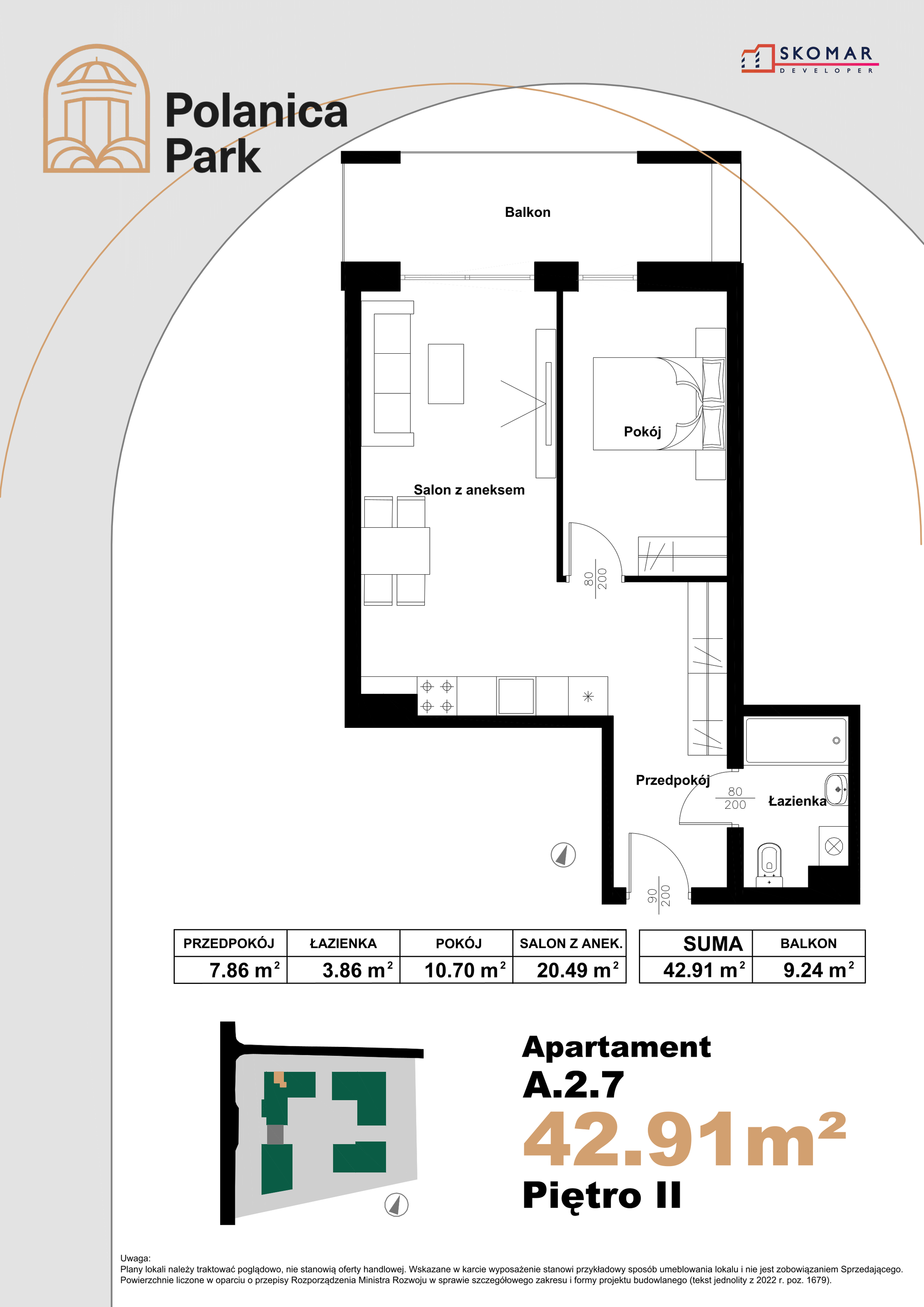 Apartament 42,91 m², piętro 2, oferta nr A_2_7, Polanica Park, Polanica-Zdrój, ul. Zdrojowa-idx