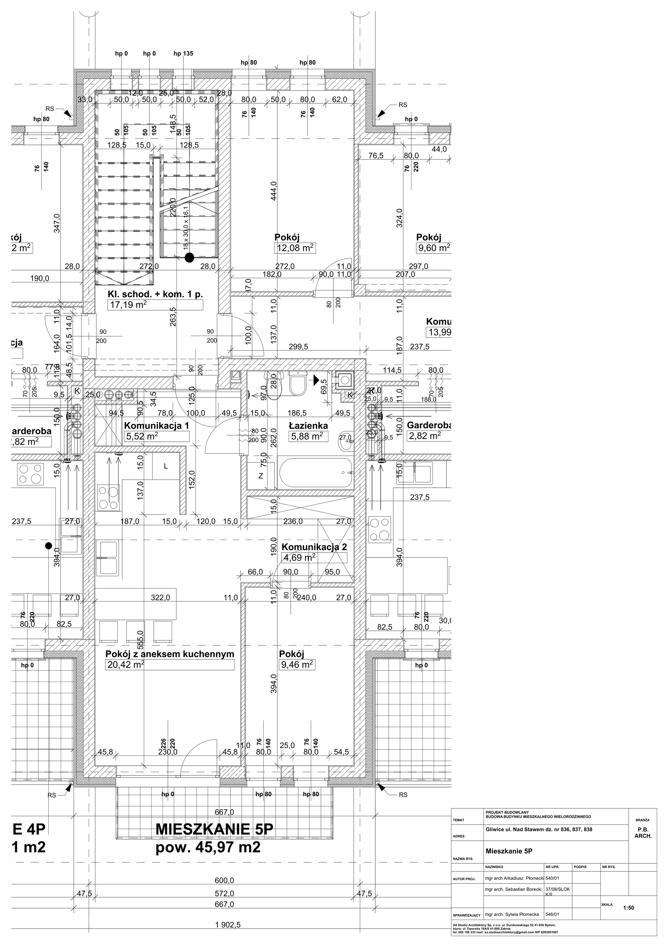 Mieszkanie 45,97 m², piętro 1, oferta nr P5, Osiedle Stara Cegielnia, Gliwice, Ostropa, ul. Nad Stawem-idx