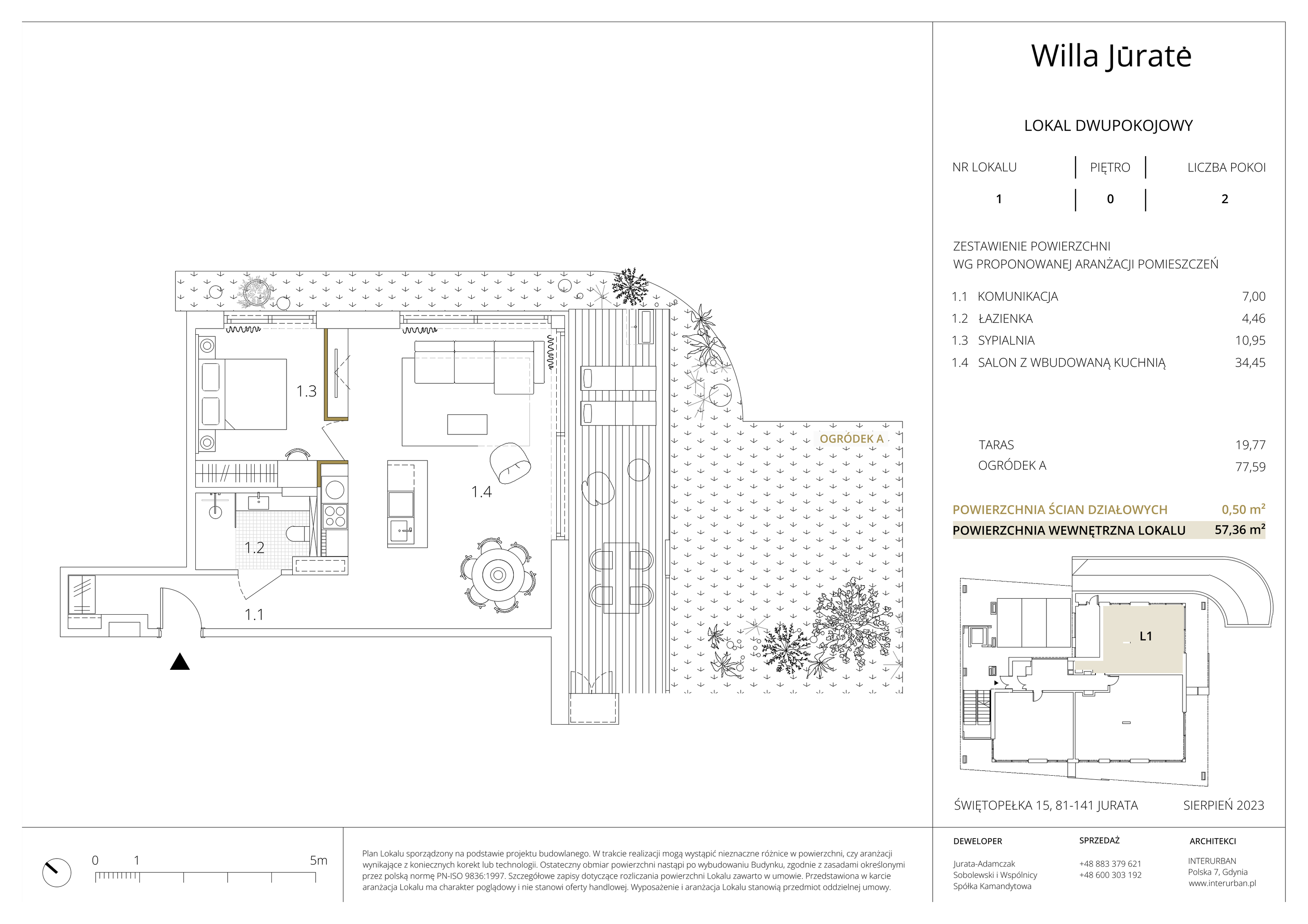 Apartament inwestycyjny 57,36 m², parter, oferta nr 1, Willa Jūratė, Jurata, ul. Świętopełka 15-idx