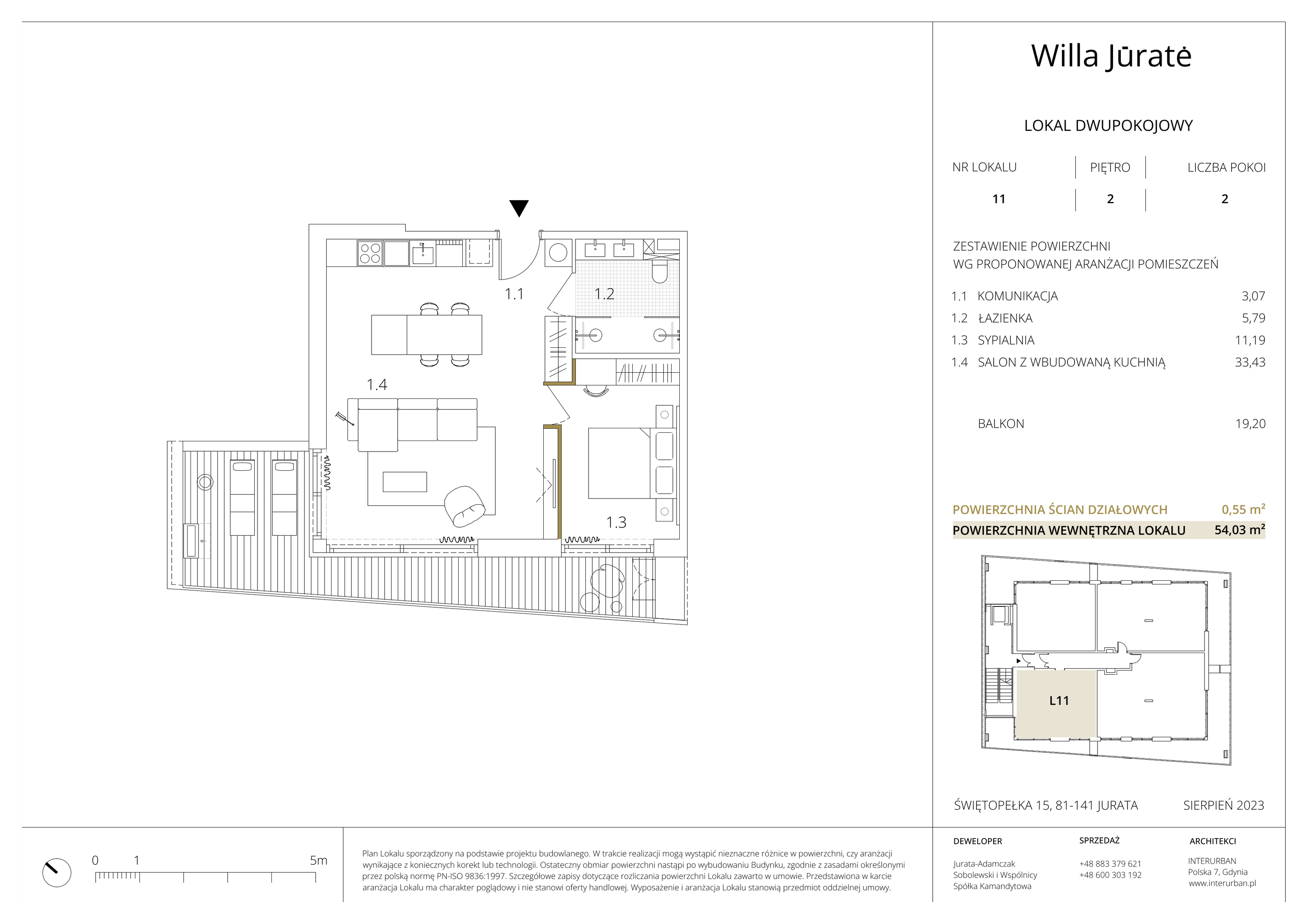 Apartament inwestycyjny 54,03 m², piętro 2, oferta nr 11, Willa Jūratė, Jurata, ul. Świętopełka 15-idx