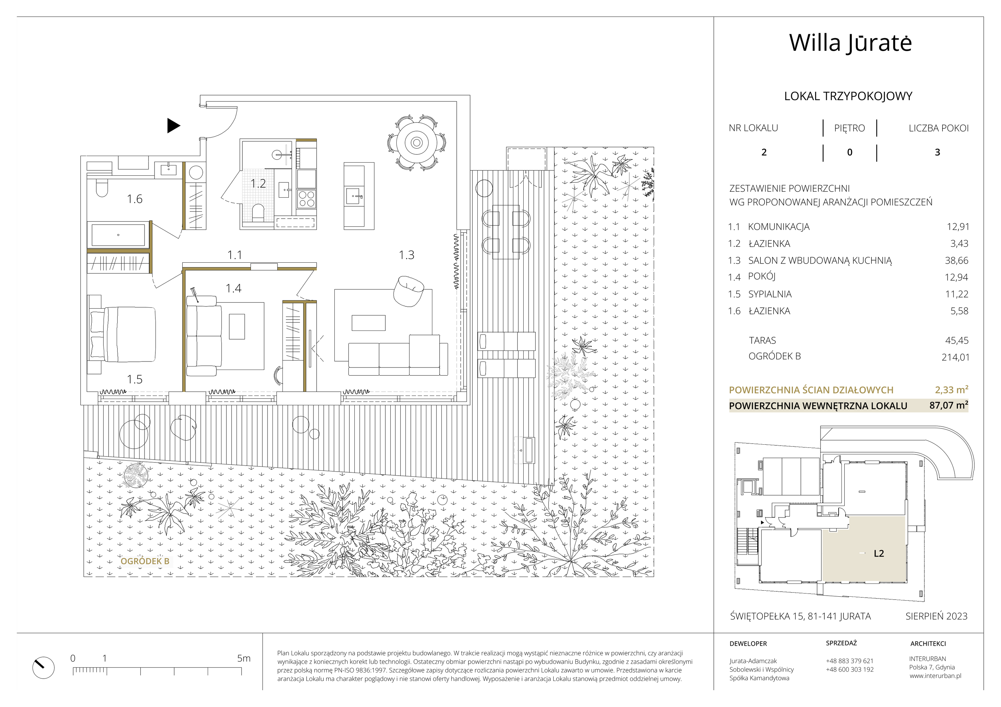 Apartament inwestycyjny 87,07 m², parter, oferta nr 2, Willa Jūratė, Jurata, ul. Świętopełka 15-idx