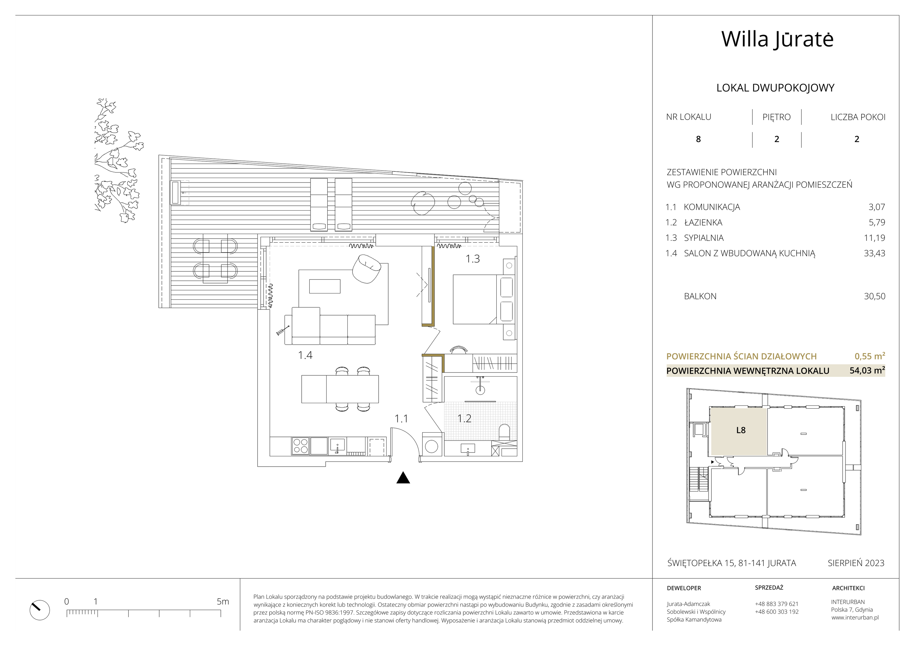 Apartament inwestycyjny 54,03 m², piętro 2, oferta nr 8, Willa Jūratė, Jurata, ul. Świętopełka 15-idx