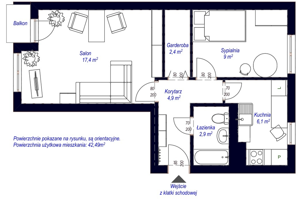 Mieszkanie 42,00 m², piętro 2, oferta nr , 830152, Lębork, Legionów Polskich-idx