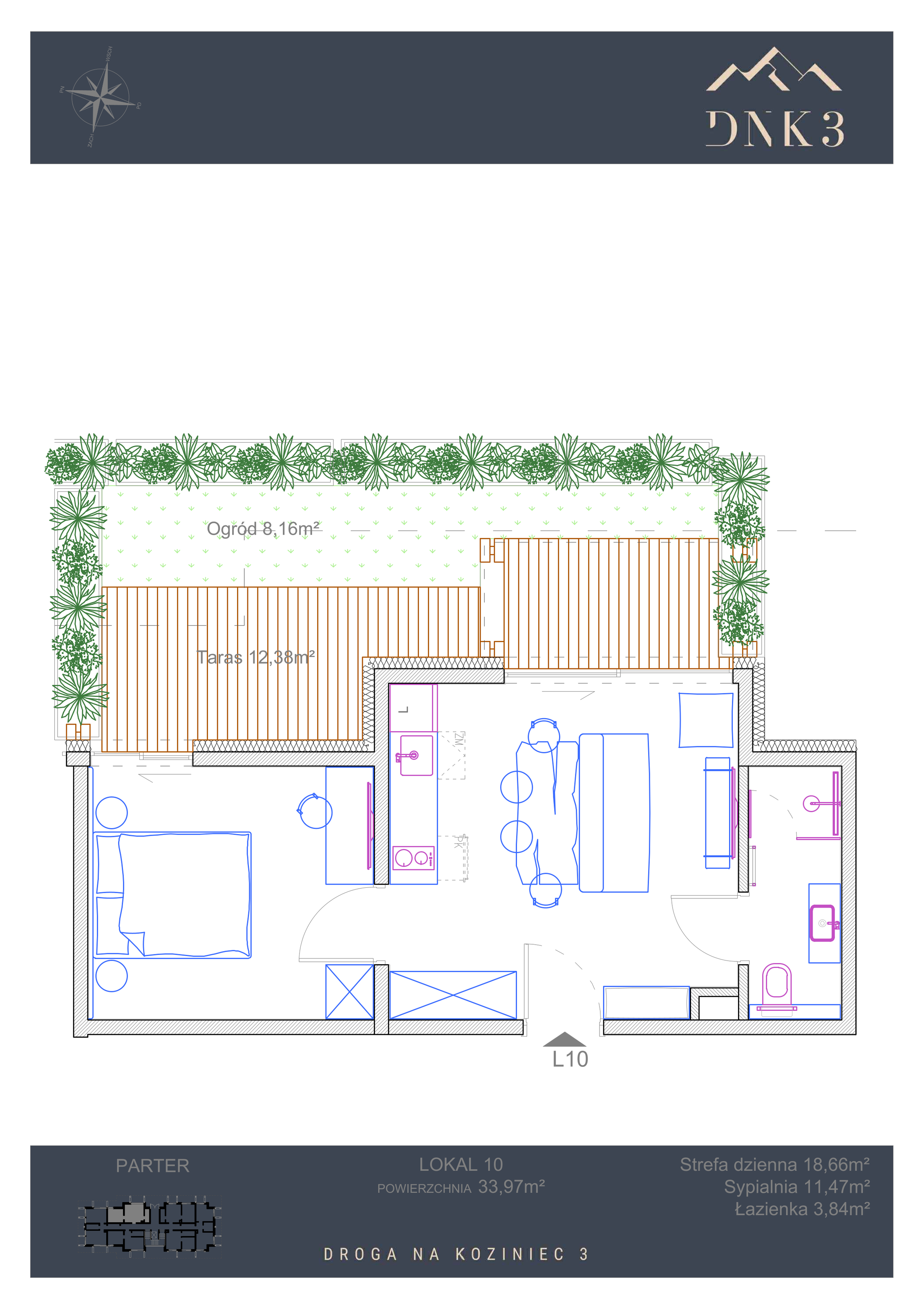 Apartament 33,97 m², parter, oferta nr L10, Apartamenty DNK3, Zakopane, Koziniec, ul. Droga Na Koziniec 3-idx