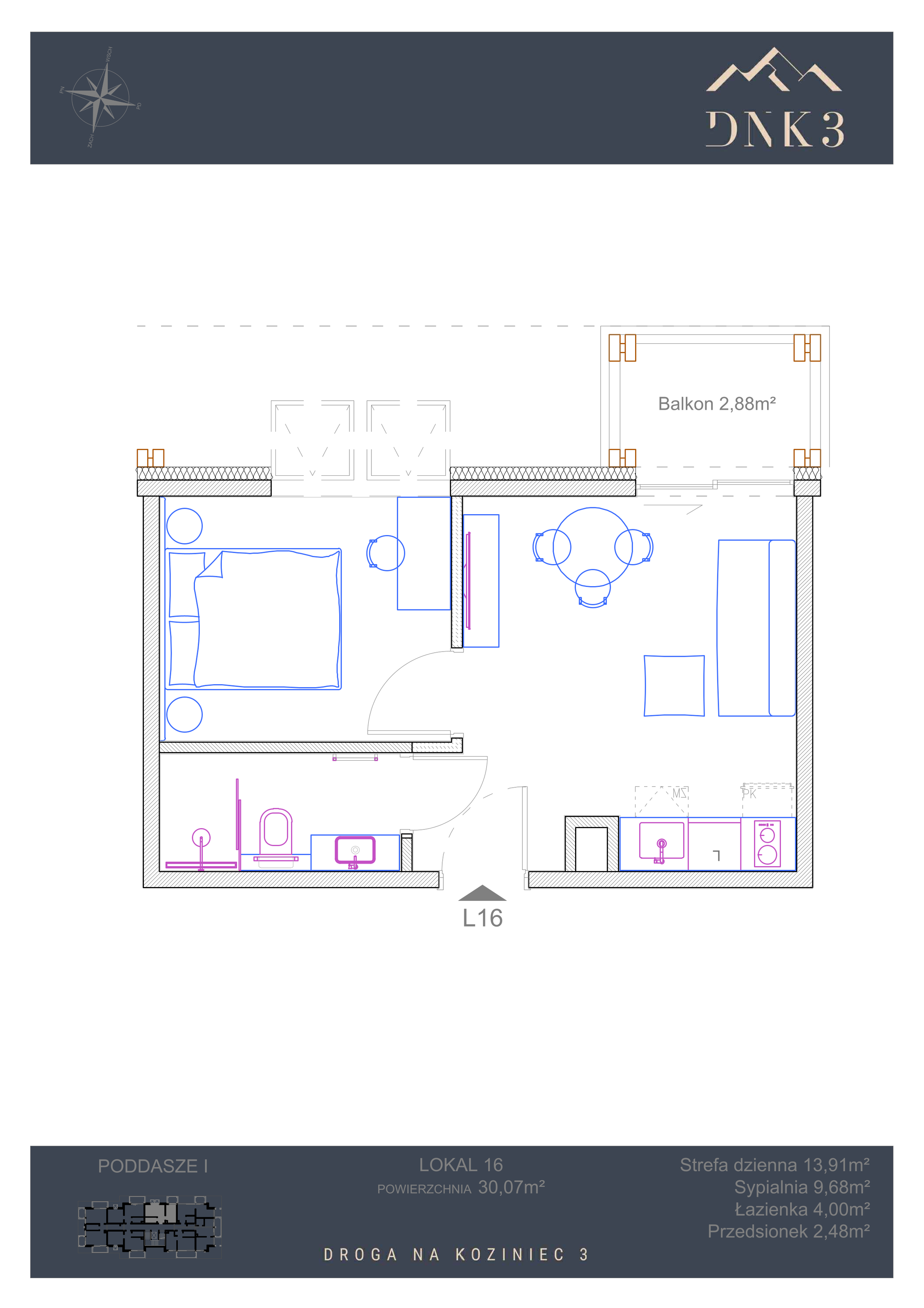 Apartament 30,07 m², piętro 1, oferta nr L16, Apartamenty DNK3, Zakopane, Koziniec, ul. Droga Na Koziniec 3-idx