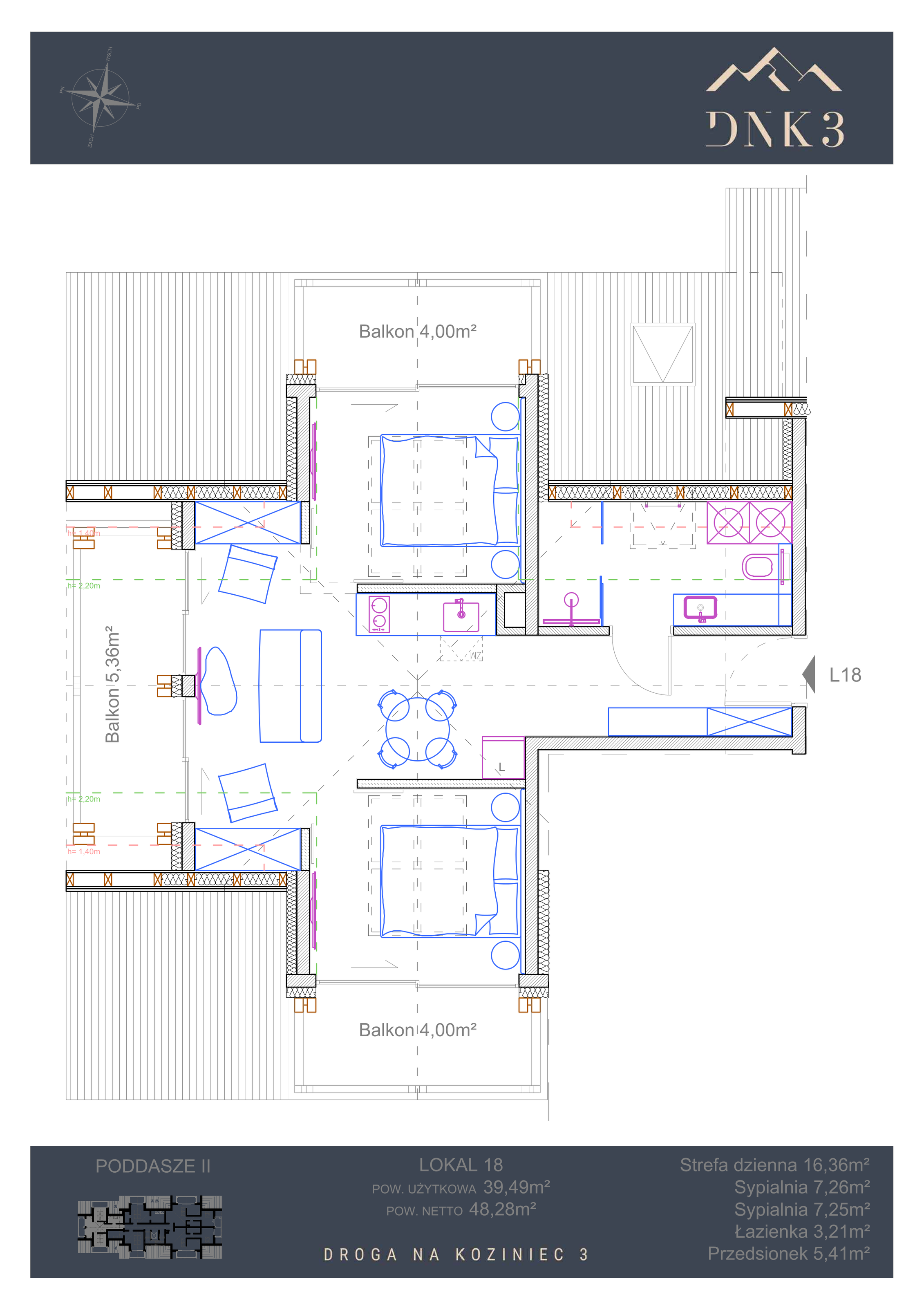 Apartament 48,28 m², piętro 2, oferta nr L18, Apartamenty DNK3, Zakopane, Koziniec, ul. Droga Na Koziniec 3-idx