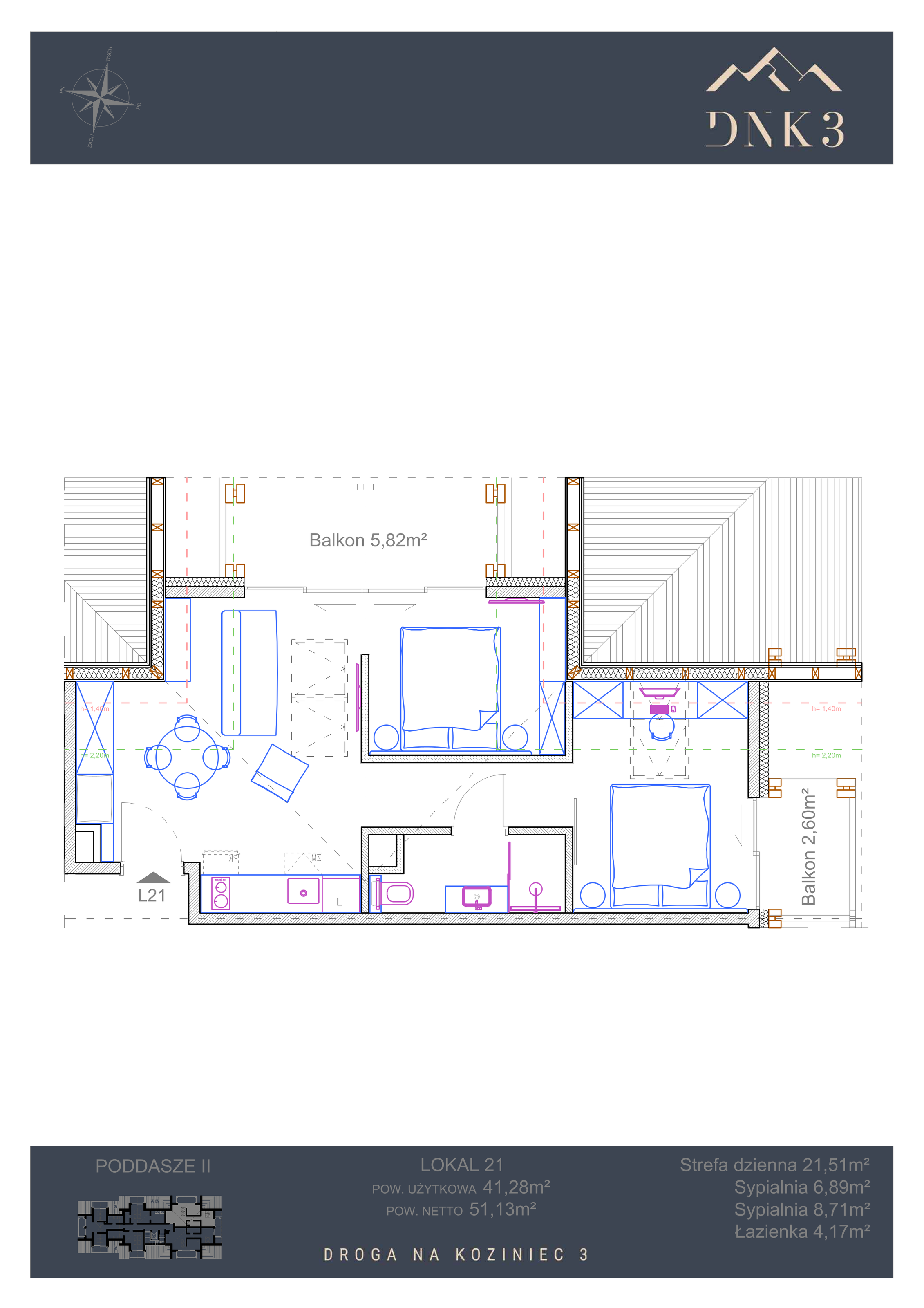 Apartament 51,13 m², piętro 2, oferta nr L21, Apartamenty DNK3, Zakopane, Koziniec, ul. Droga Na Koziniec 3-idx