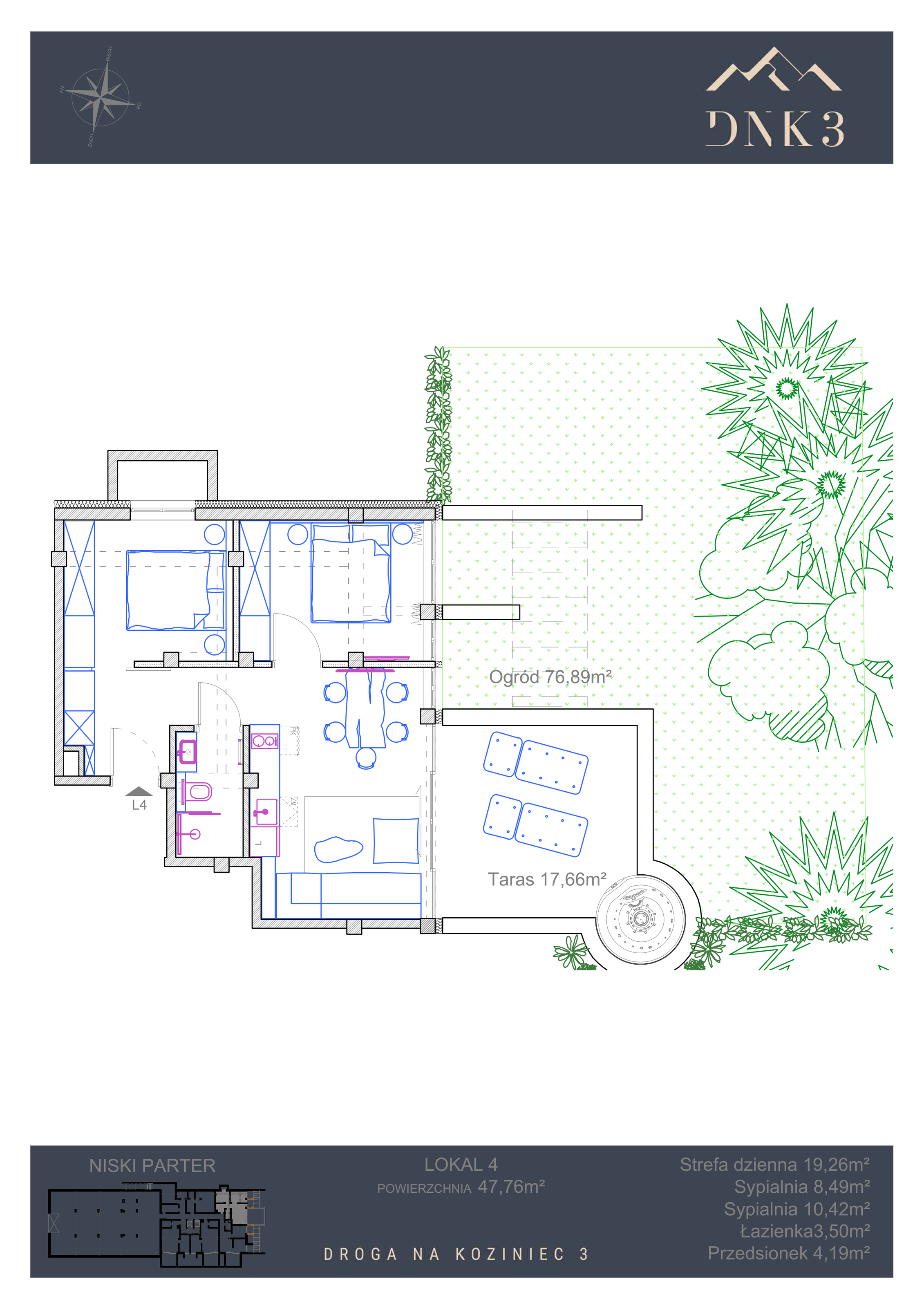 Apartament 47,76 m², parter, oferta nr L4, Apartamenty DNK3, Zakopane, Koziniec, ul. Droga Na Koziniec 3-idx