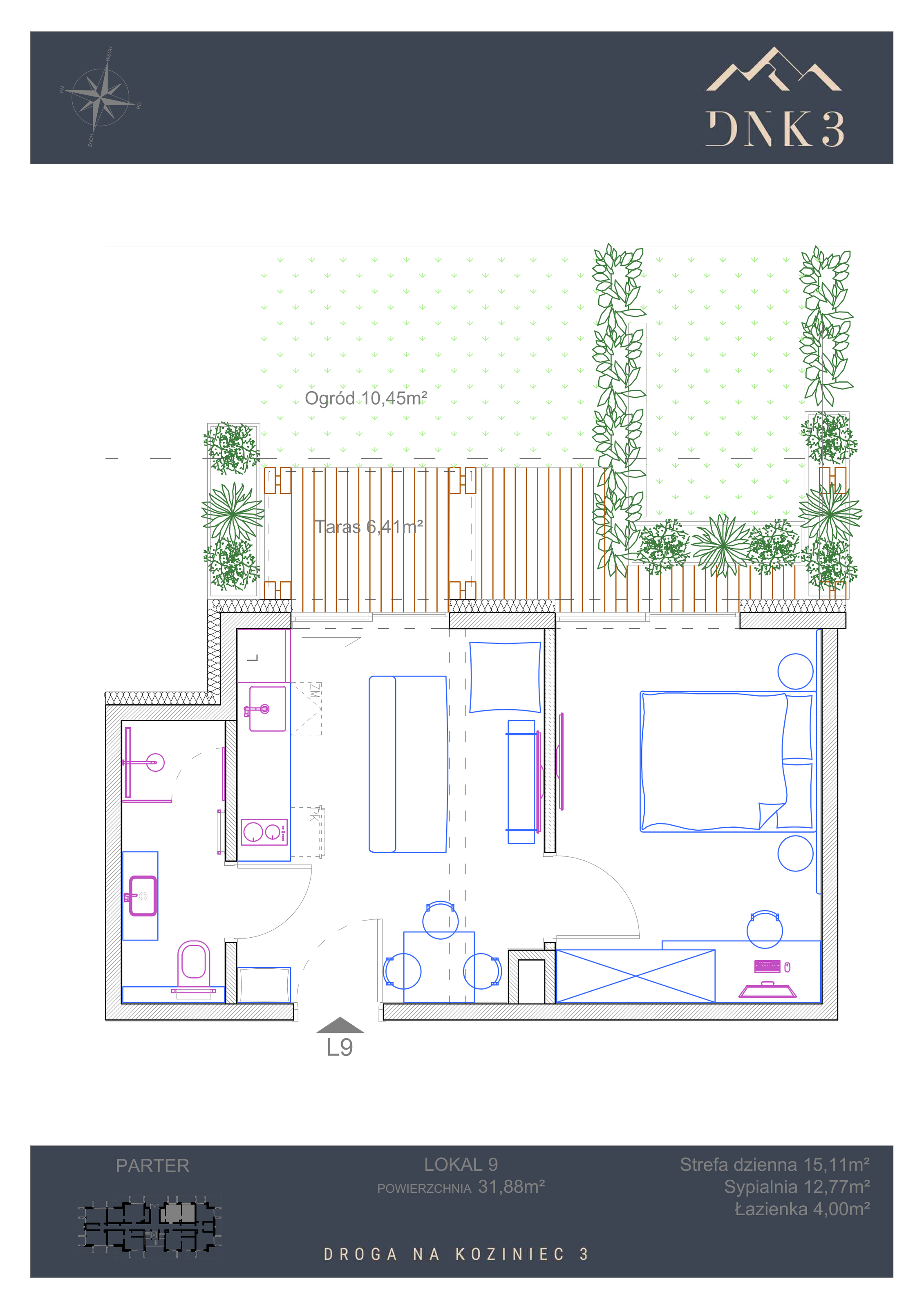 Apartament 31,88 m², parter, oferta nr L9, Apartamenty DNK3, Zakopane, Koziniec, ul. Droga Na Koziniec 3-idx