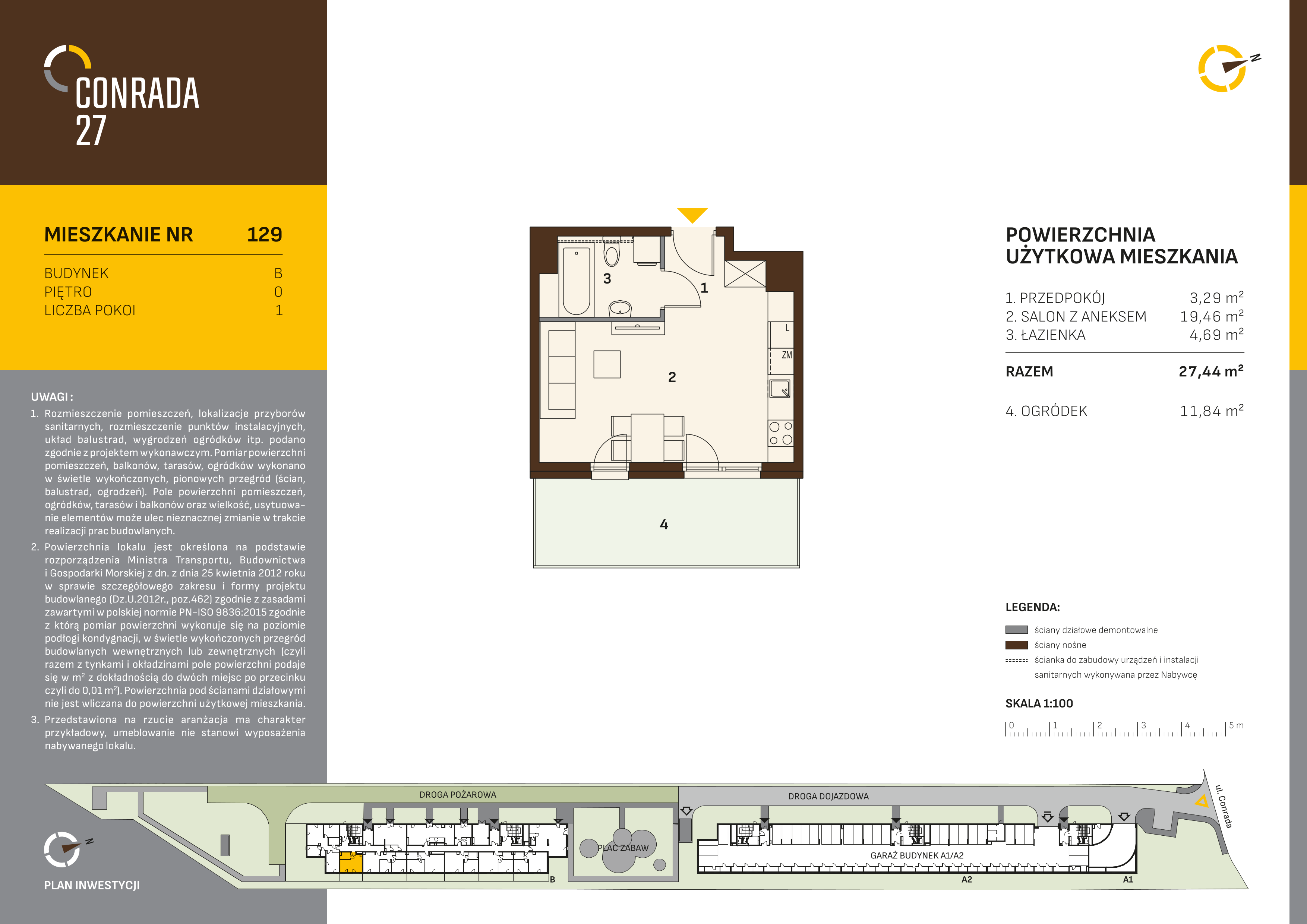 Mieszkanie 27,43 m², parter, oferta nr 129, Conrada 27, Kraków, Prądnik Biały, Azory, ul. Conrada 27-idx