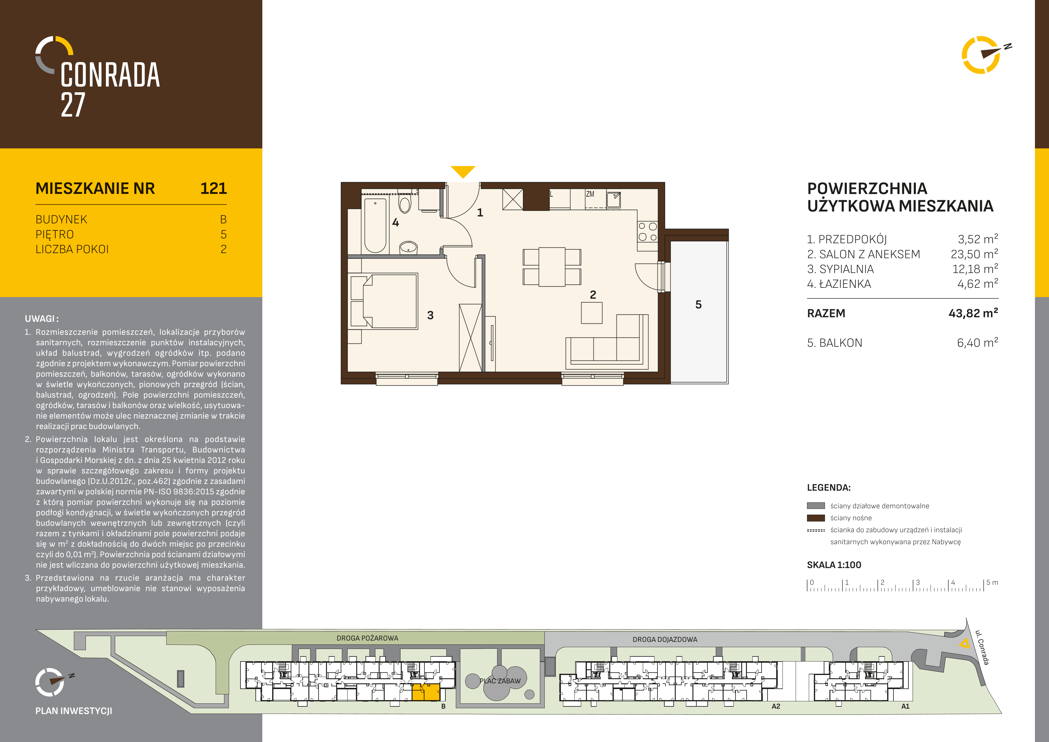 Mieszkanie 43,82 m², piętro 5, oferta nr 121, Conrada 27, Kraków, Prądnik Biały, Azory, ul. Conrada 27-idx