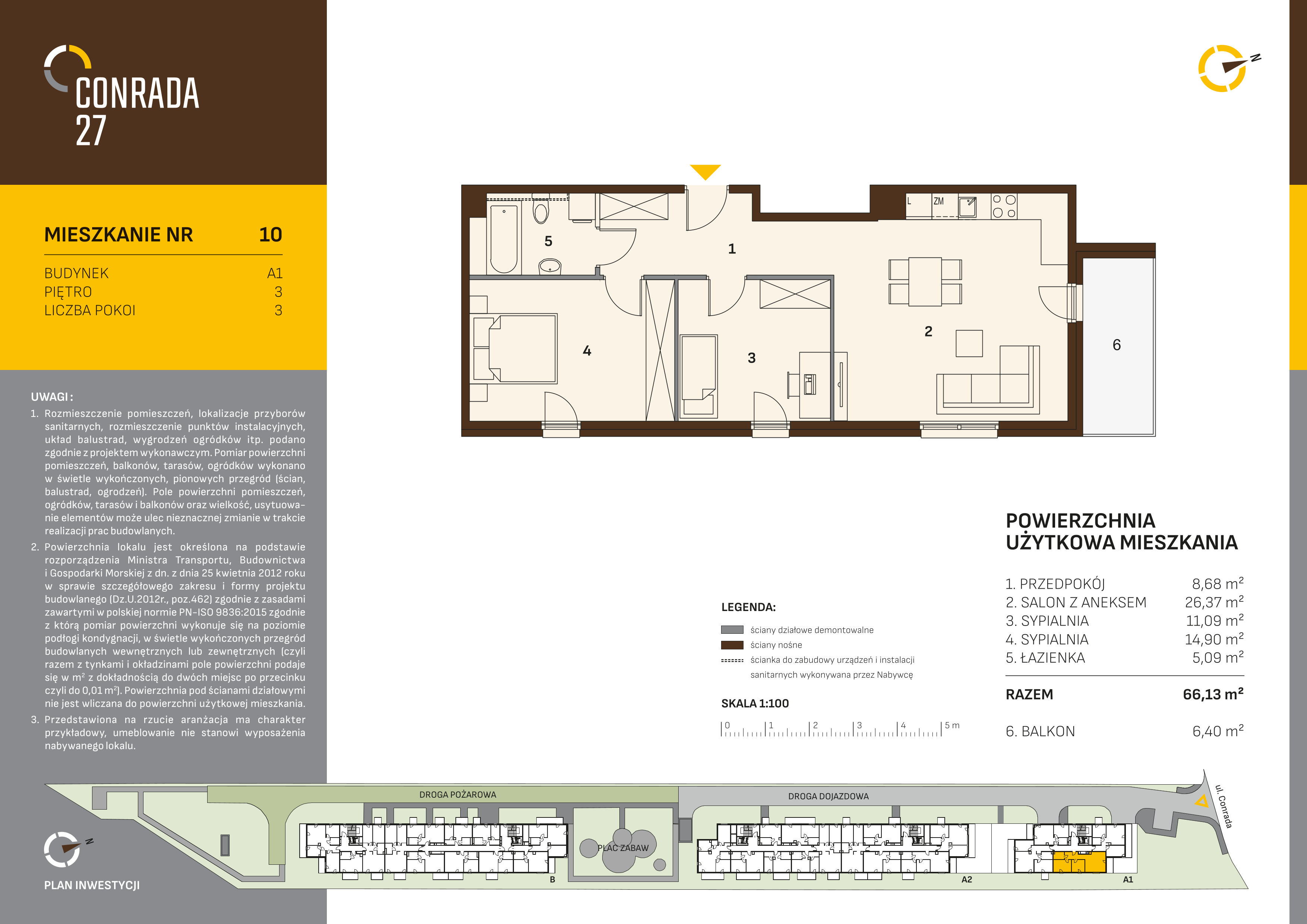 Mieszkanie 66,13 m², piętro 3, oferta nr 10, Conrada 27, Kraków, Prądnik Biały, Azory, ul. Conrada 27-idx