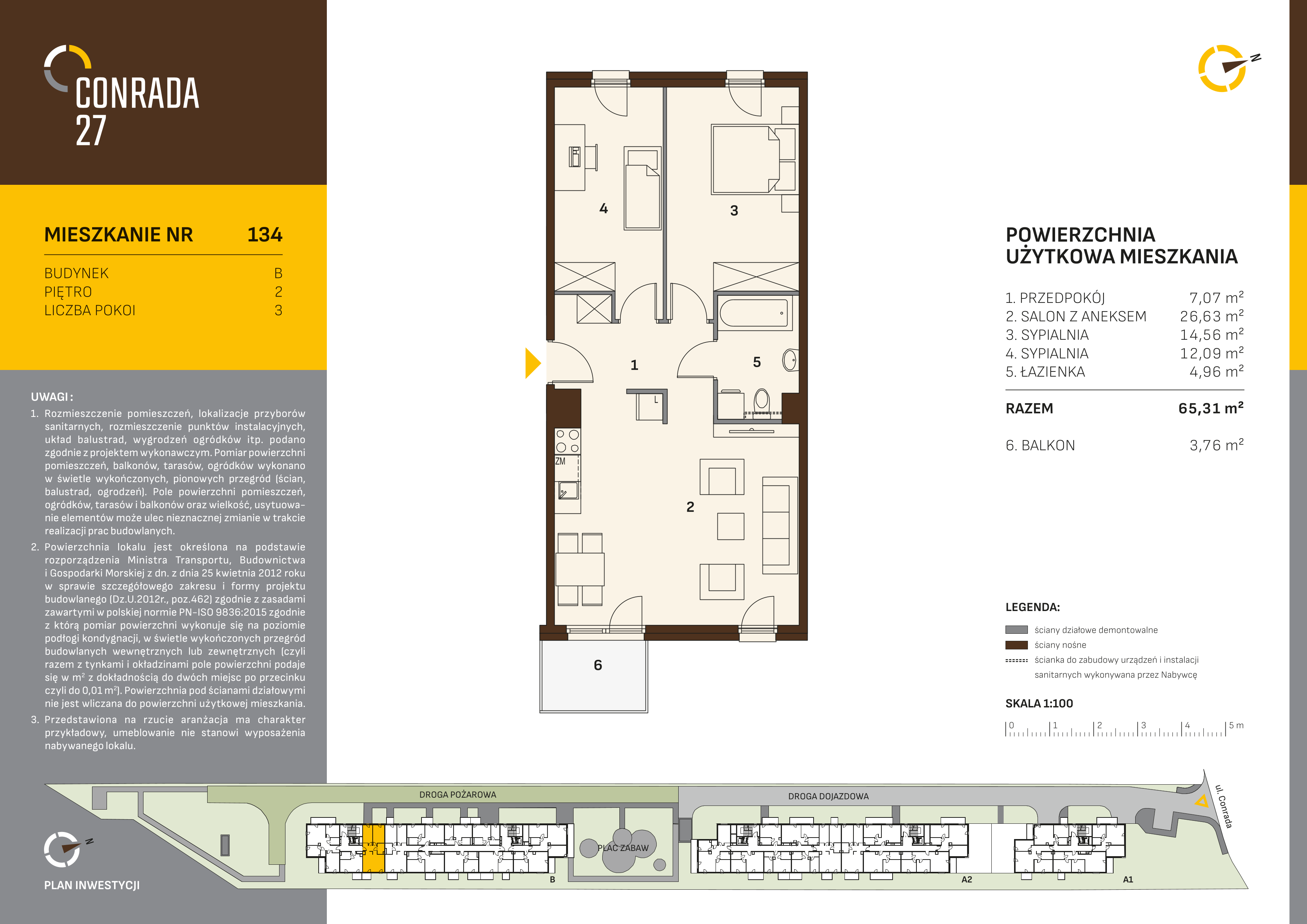 Mieszkanie 65,31 m², piętro 2, oferta nr 134, Conrada 27, Kraków, Prądnik Biały, Azory, ul. Conrada 27-idx