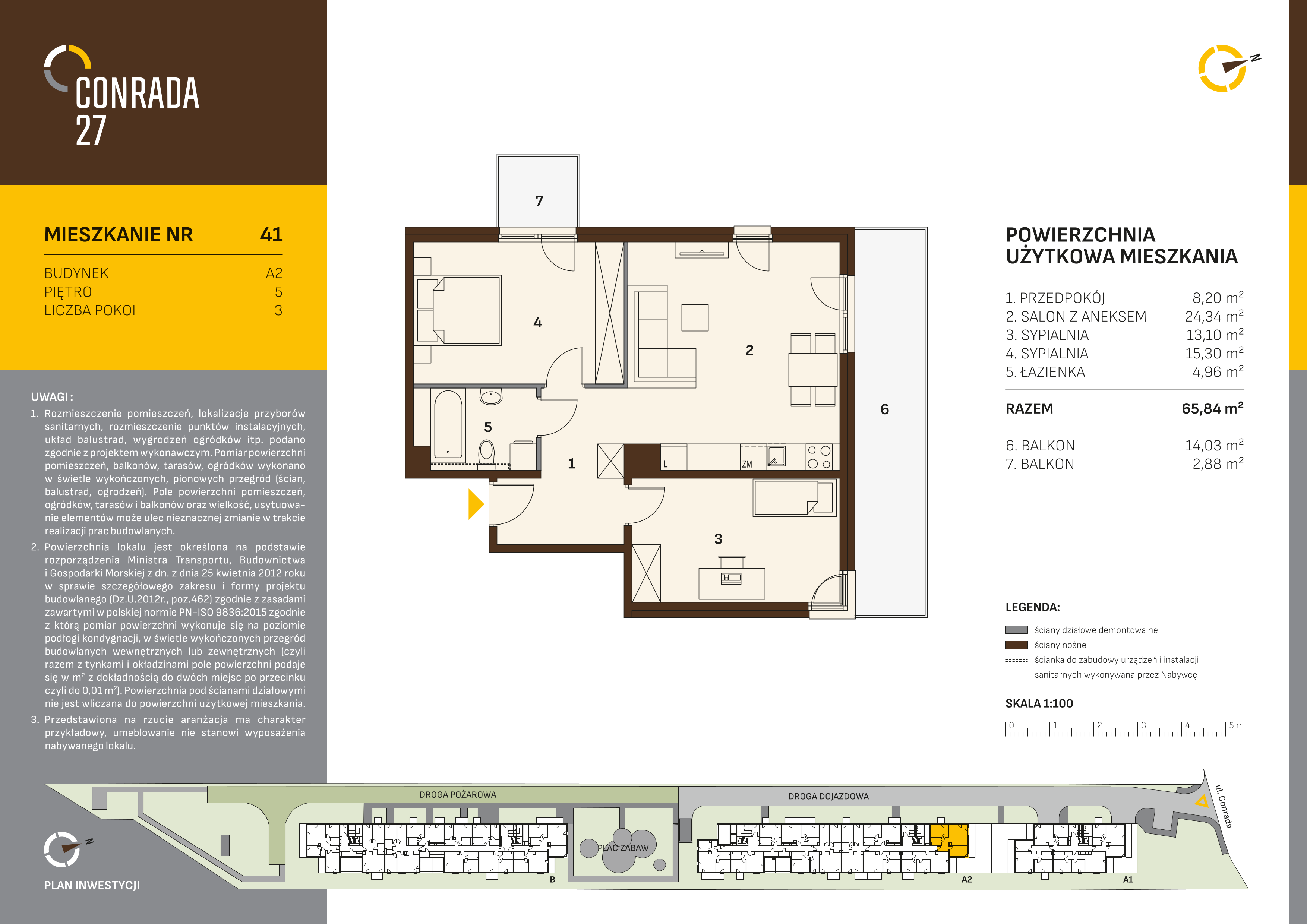 Mieszkanie 65,85 m², piętro 5, oferta nr 41, Conrada 27, Kraków, Prądnik Biały, Azory, ul. Conrada 27-idx