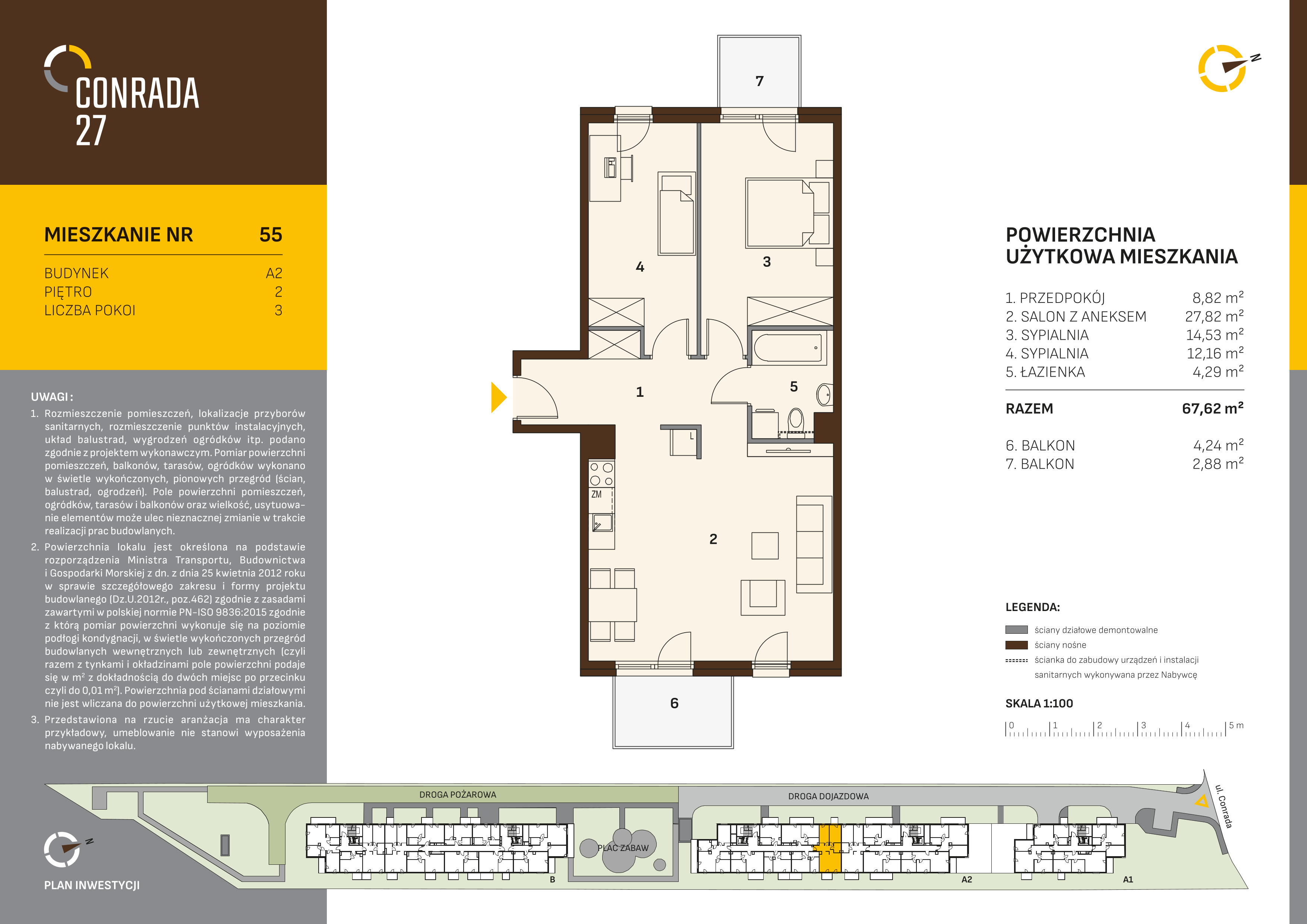 Mieszkanie 67,62 m², piętro 2, oferta nr 55, Conrada 27, Kraków, Prądnik Biały, Azory, ul. Conrada 27-idx