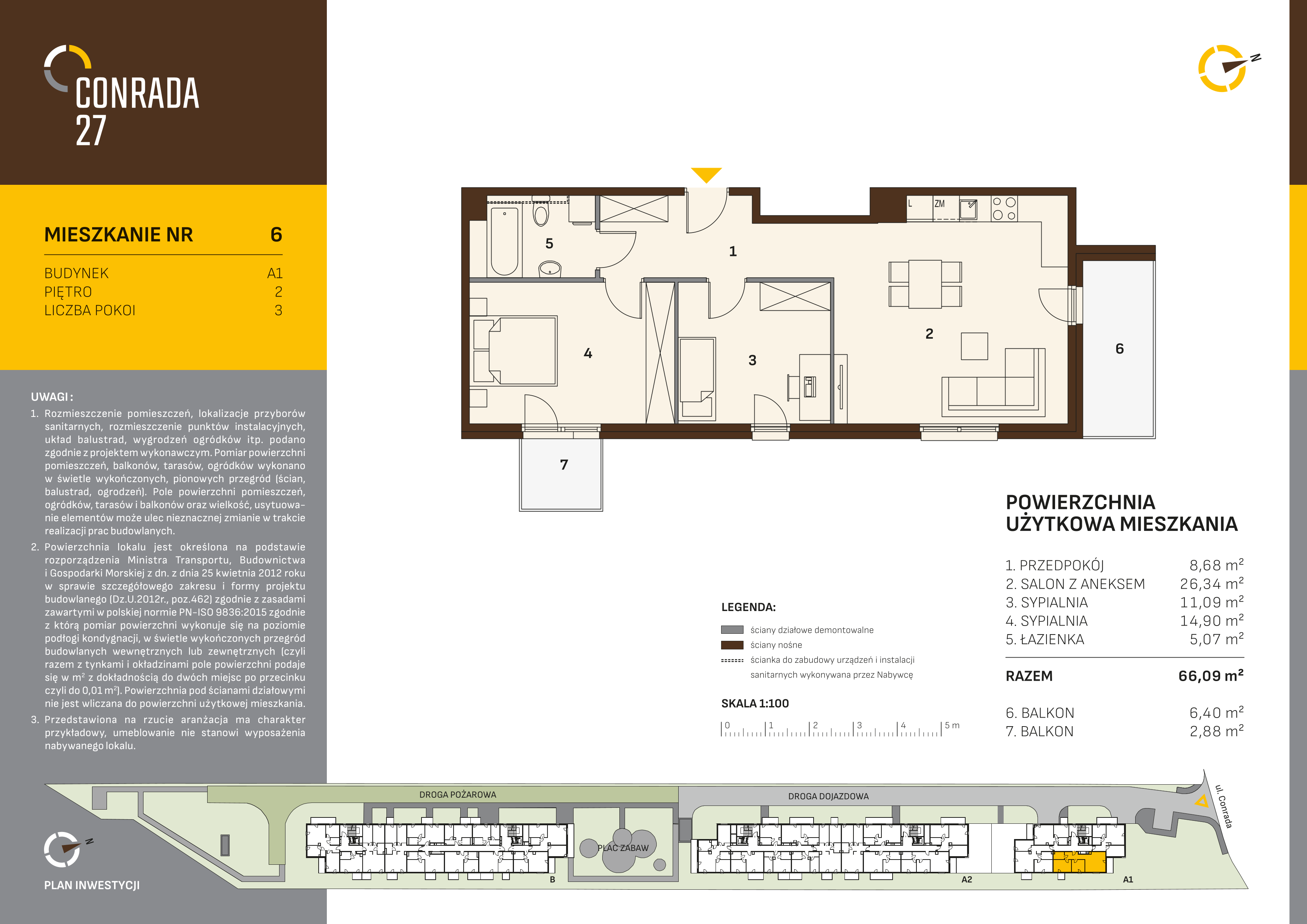 Mieszkanie 66,09 m², piętro 2, oferta nr 6, Conrada 27, Kraków, Prądnik Biały, Azory, ul. Conrada 27-idx