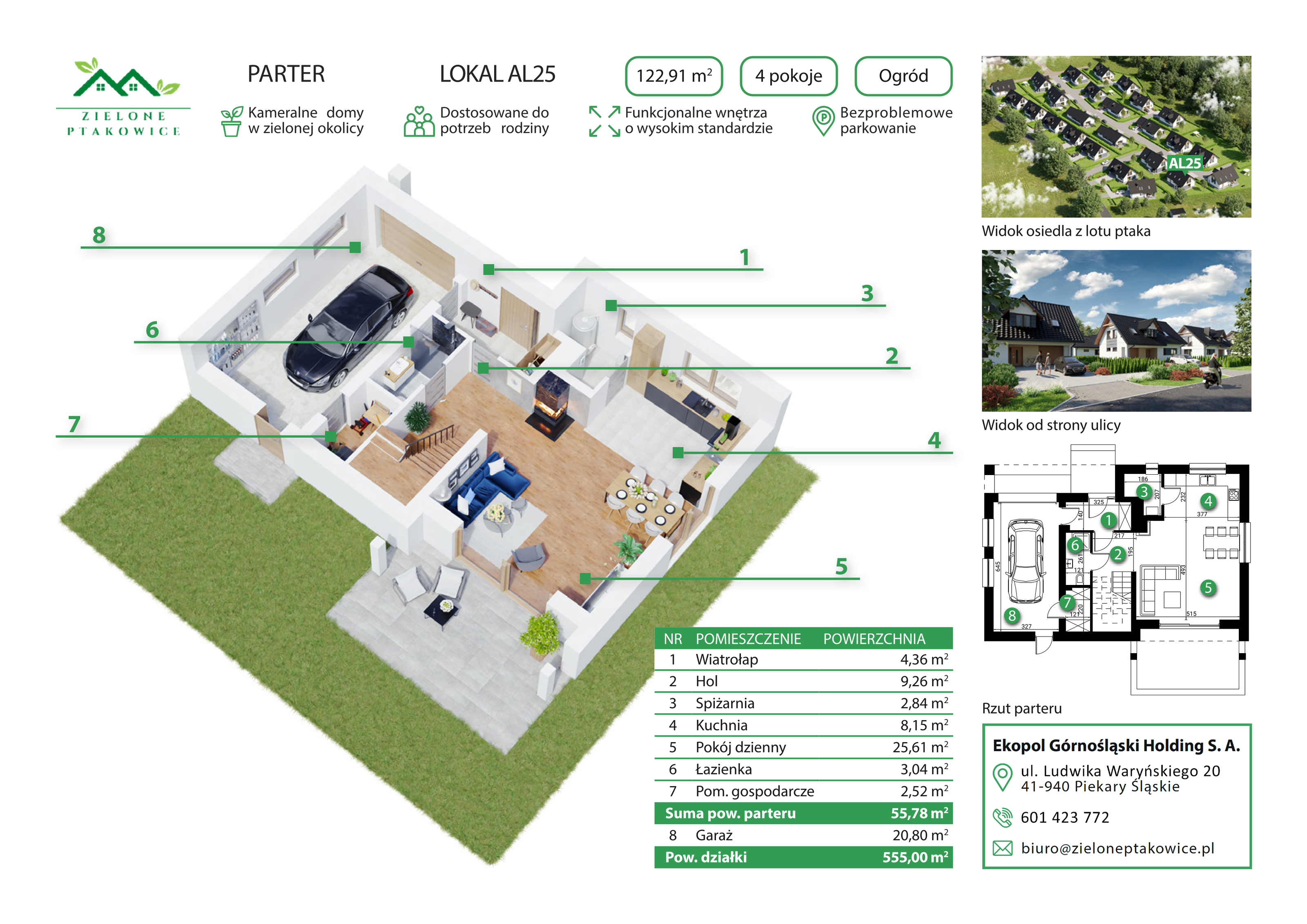 Dom 143,71 m², oferta nr AL25, Zielone Ptakowice, Tarnowskie Góry, Repty Śląskie, Ptakowice ul. Reptowskiej 34-idx