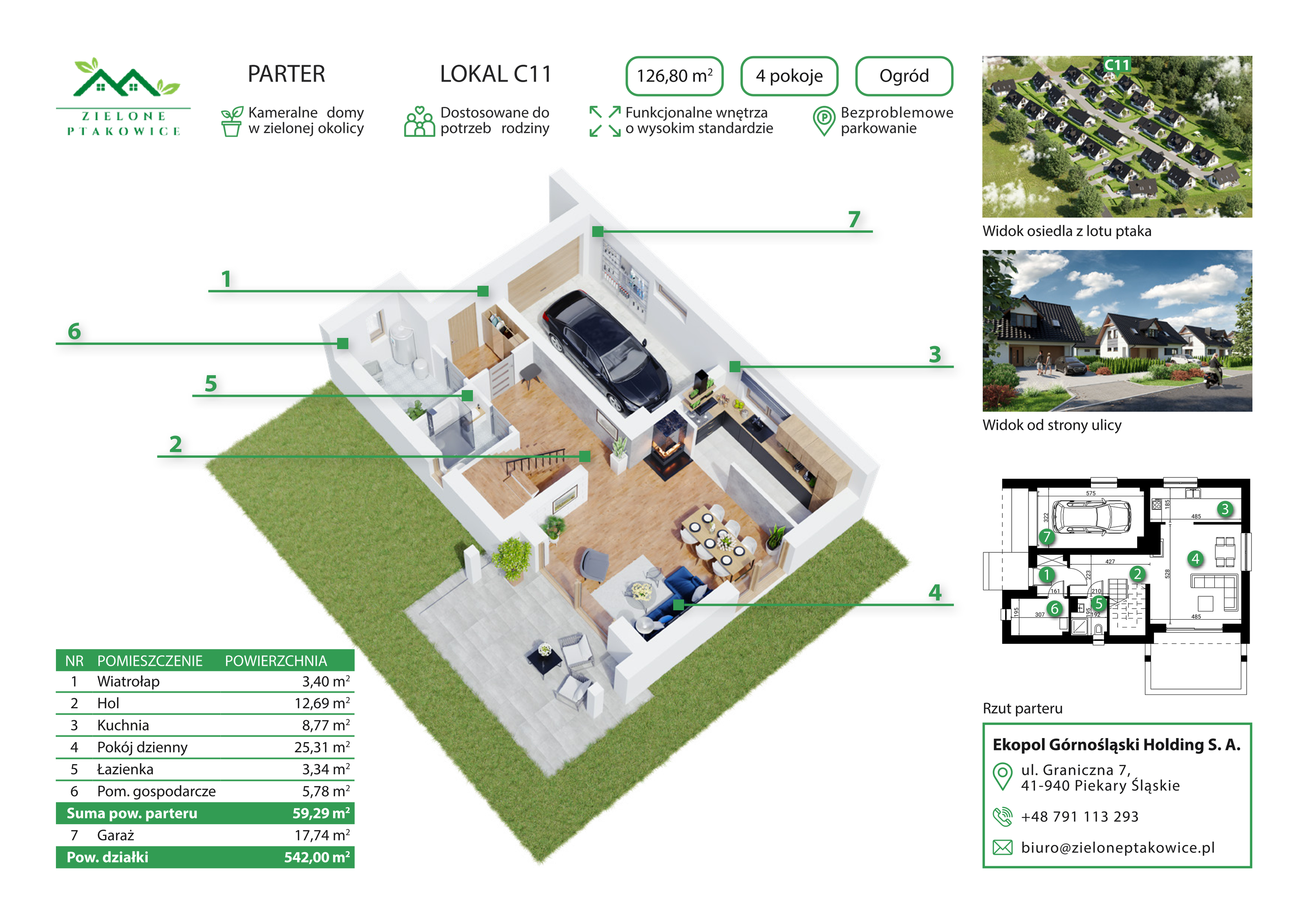 Dom 126,80 m², oferta nr C11 , Zielone Ptakowice, Tarnowskie Góry, Repty Śląskie, Ptakowice ul. Reptowskiej 34-idx