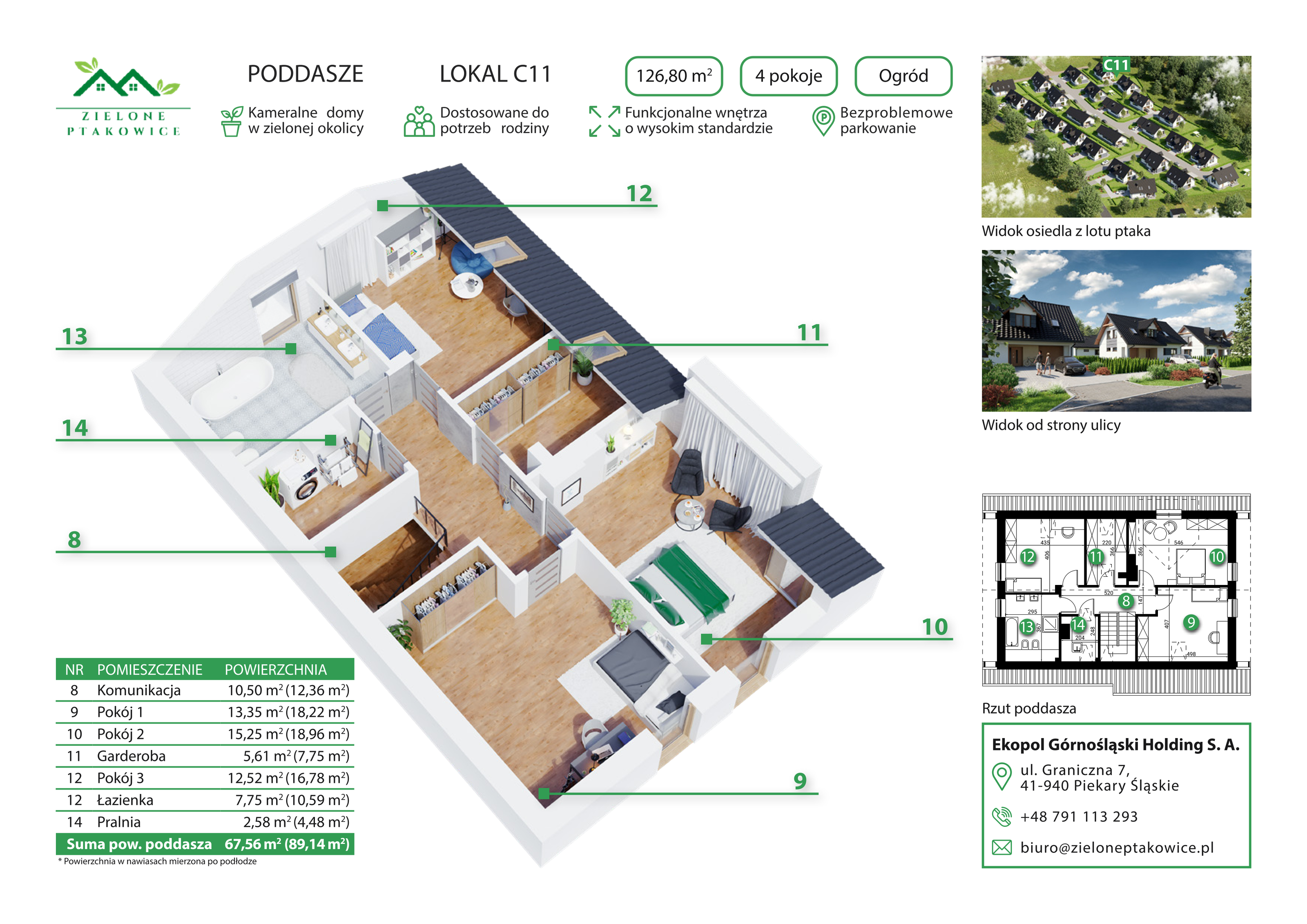 Dom 126,80 m², oferta nr C11 , Zielone Ptakowice, Tarnowskie Góry, Repty Śląskie, Ptakowice ul. Reptowskiej 34-idx