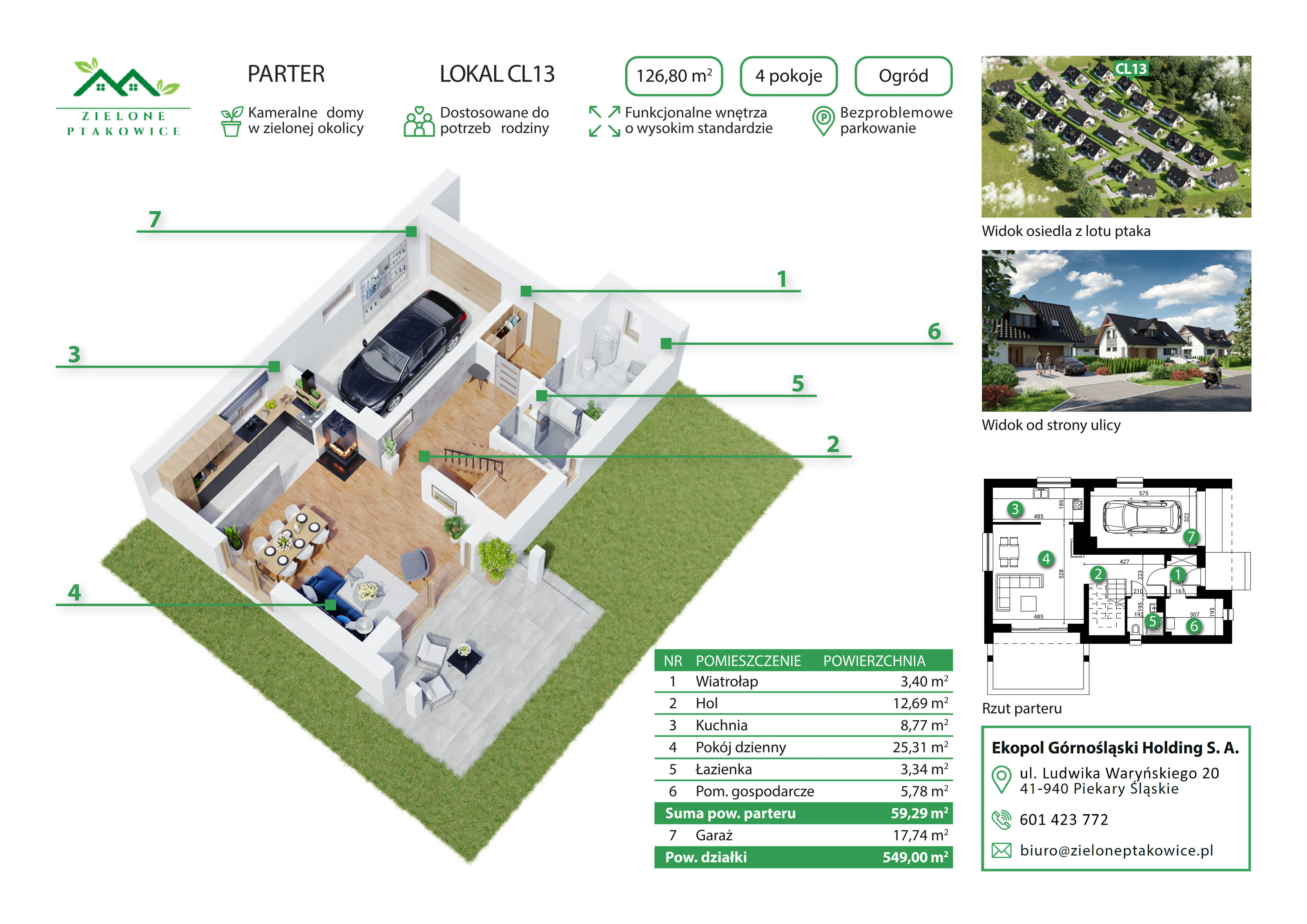 Dom 126,80 m², oferta nr CL13 , Zielone Ptakowice, Tarnowskie Góry, Repty Śląskie, Ptakowice ul. Reptowskiej 34-idx