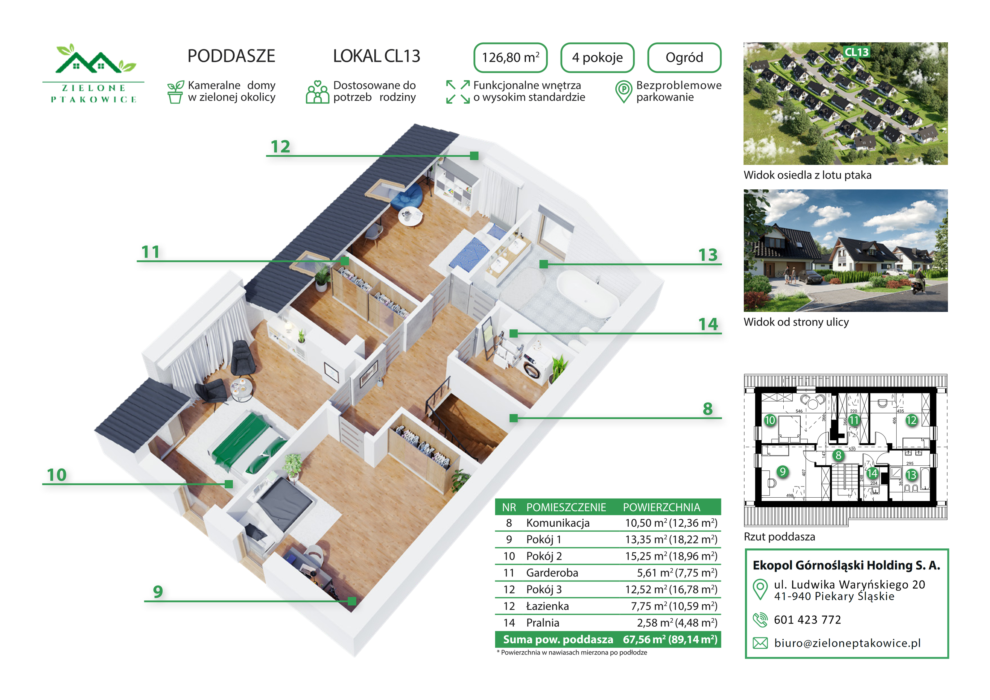 Dom 126,80 m², oferta nr CL13 , Zielone Ptakowice, Tarnowskie Góry, Repty Śląskie, Ptakowice ul. Reptowskiej 34-idx