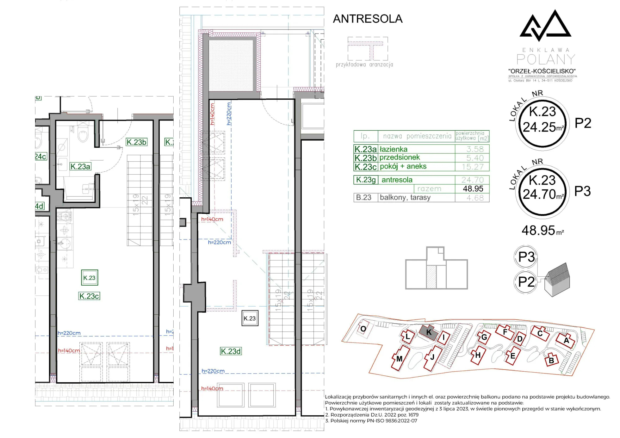 Apartament 48,95 m², piętro 1, oferta nr K.23, Enklawa Polany, Kościelisko, ul. Chotarz Bór 14 A-M-idx