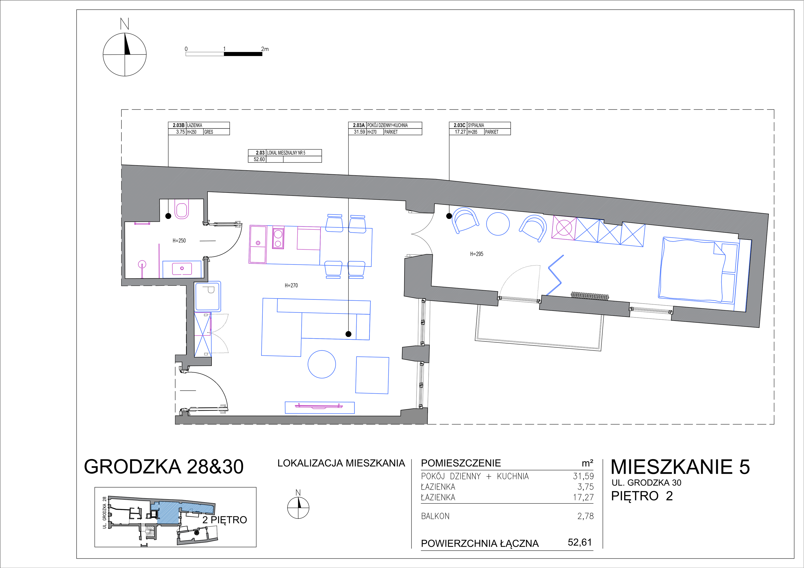 Apartament 49,59 m², piętro 2, oferta nr M-5, Grodzka 28, Kraków, Stare Miasto, ul. Grodzka 28-idx