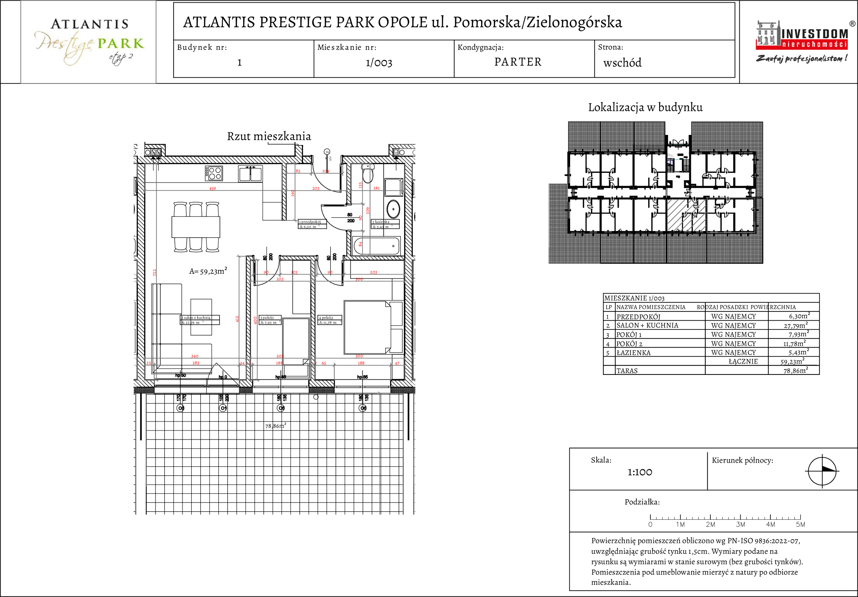 Apartament 59,23 m², parter, oferta nr 1/003, Atlantis Prestige Park Etap 2, Opole, Malinka, ul. Pomorska / Zielonogórska / Harcmistrza Kamińskiego-idx