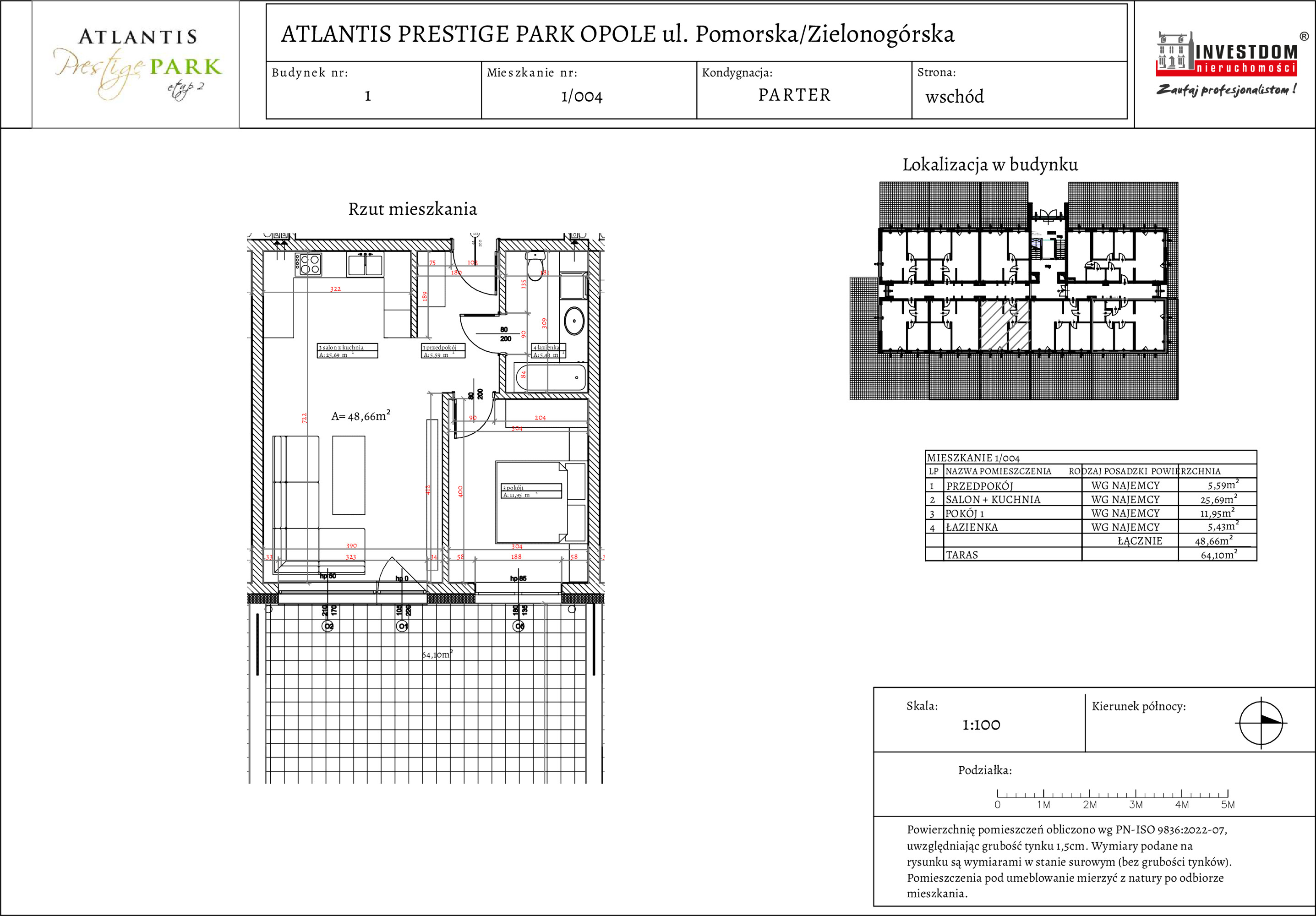 Apartament 48,66 m², parter, oferta nr 1/004, Atlantis Prestige Park Etap 2, Opole, Malinka, ul. Pomorska / Zielonogórska / Harcmistrza Kamińskiego-idx