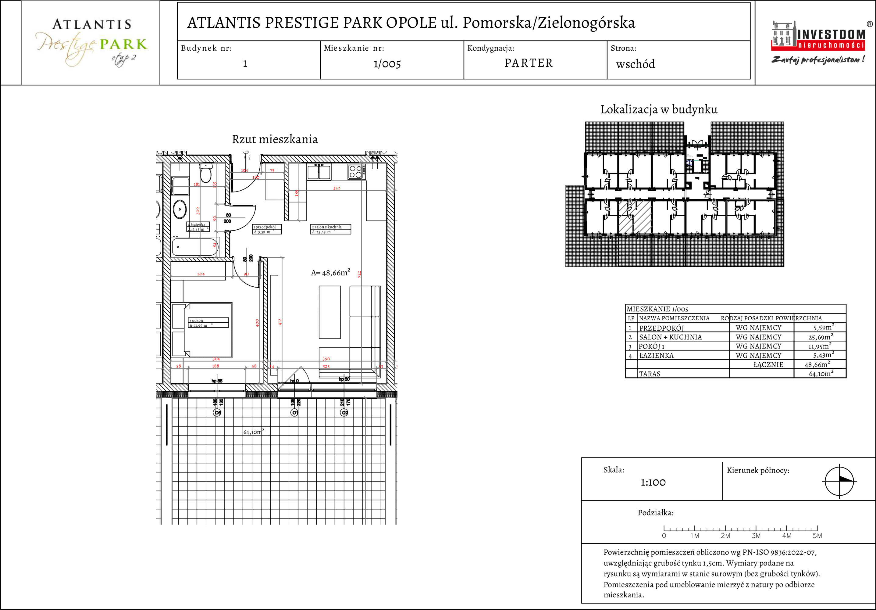 Apartament 48,66 m², parter, oferta nr 1/005, Atlantis Prestige Park Etap 2, Opole, Malinka, ul. Pomorska / Zielonogórska / Harcmistrza Kamińskiego-idx