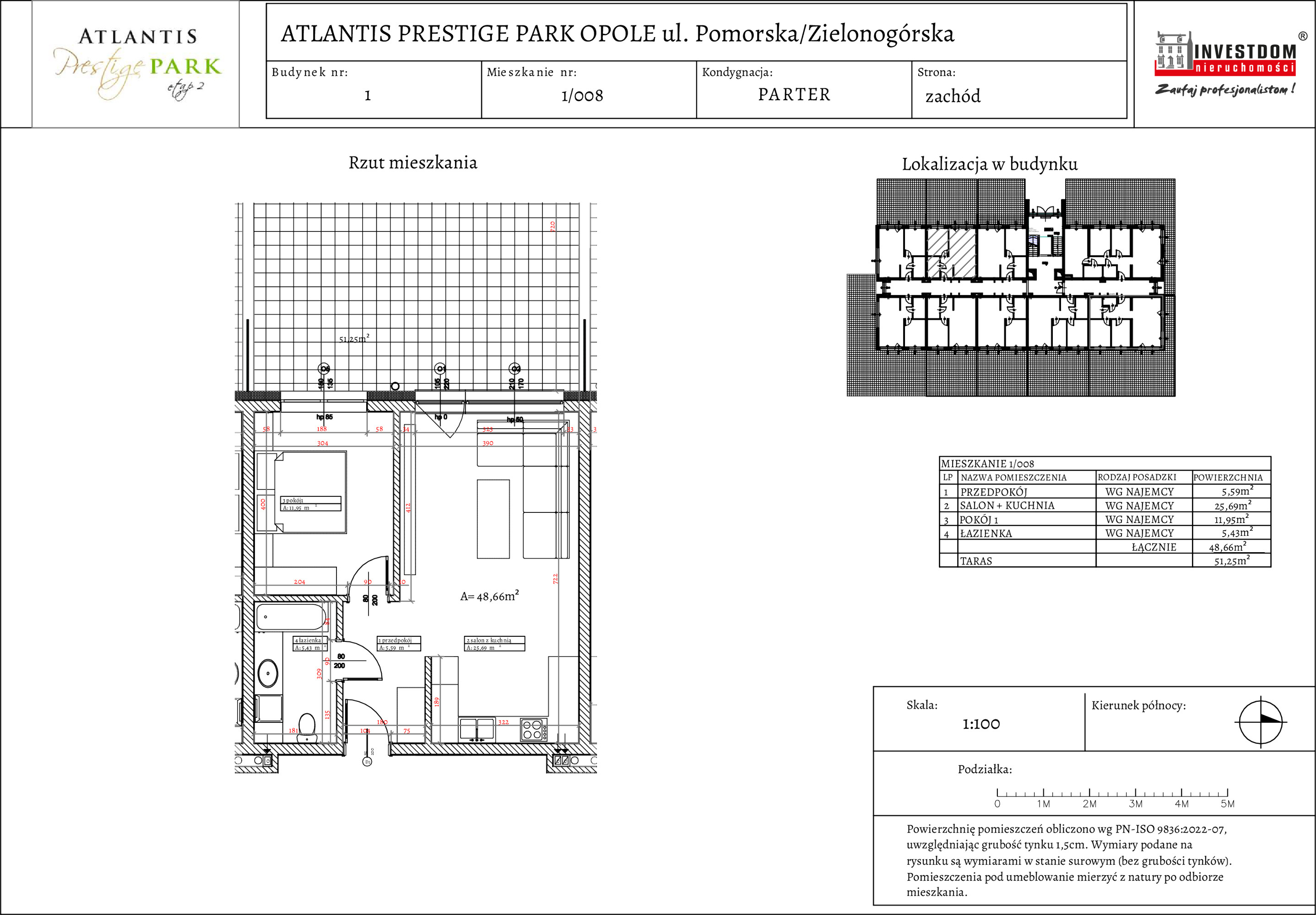 Apartament 48,66 m², parter, oferta nr 1/008, Atlantis Prestige Park Etap 2, Opole, Malinka, ul. Pomorska / Zielonogórska / Harcmistrza Kamińskiego-idx