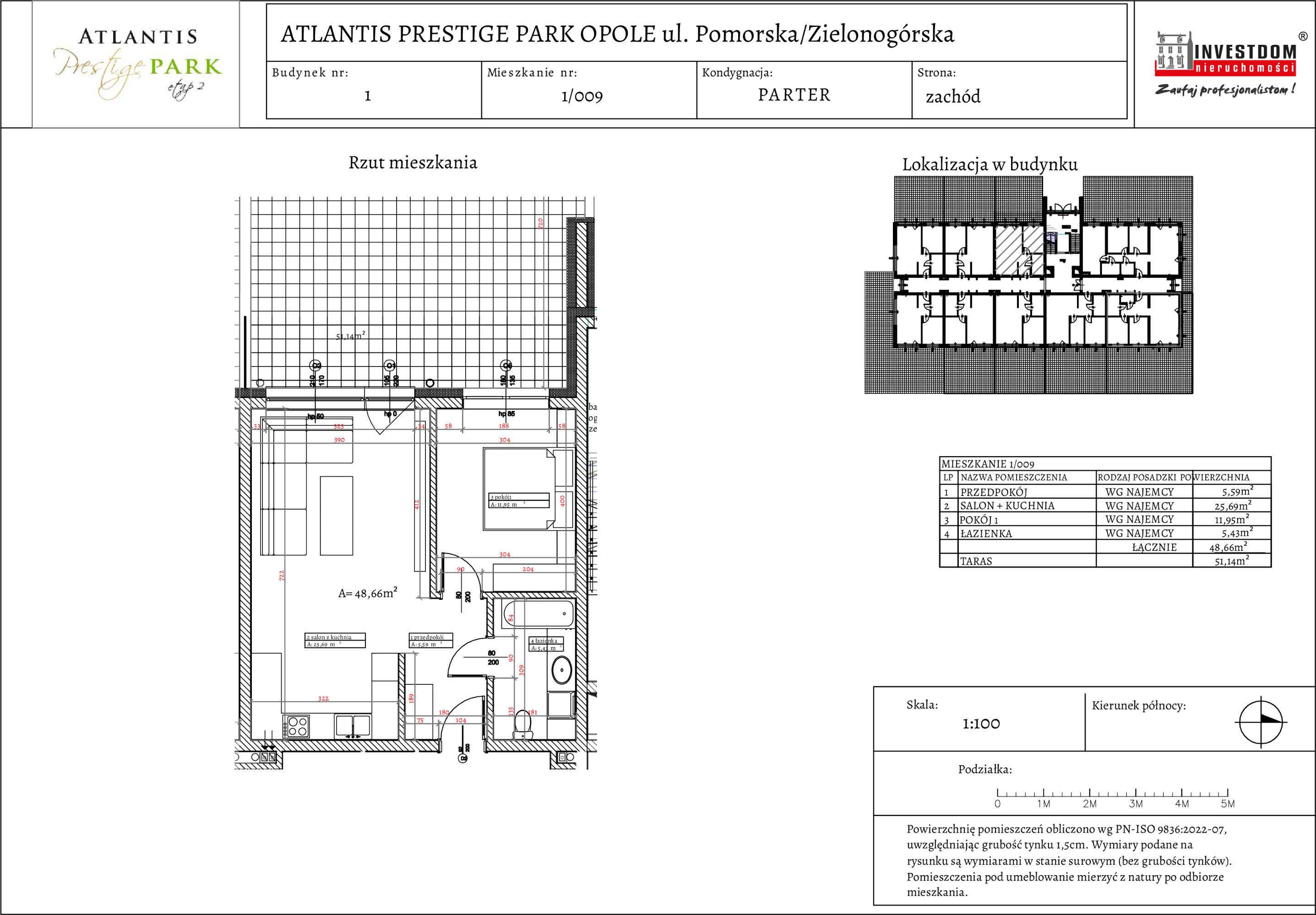 Apartament 48,66 m², parter, oferta nr 1/009, Atlantis Prestige Park Etap 2, Opole, Malinka, ul. Pomorska / Zielonogórska / Harcmistrza Kamińskiego-idx