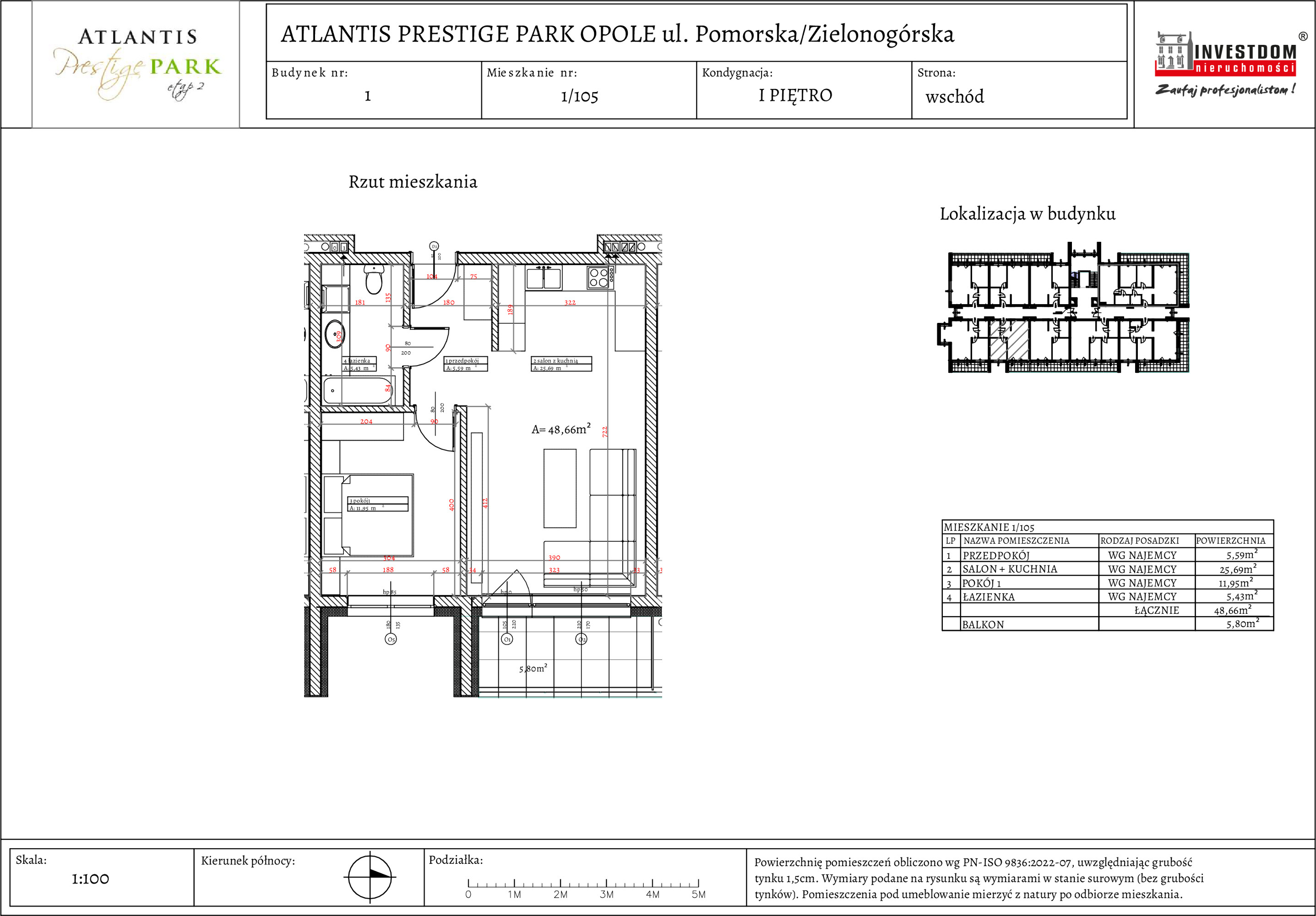 Apartament 48,66 m², piętro 1, oferta nr 1/105, Atlantis Prestige Park Etap 2, Opole, Malinka, ul. Pomorska / Zielonogórska / Harcmistrza Kamińskiego-idx