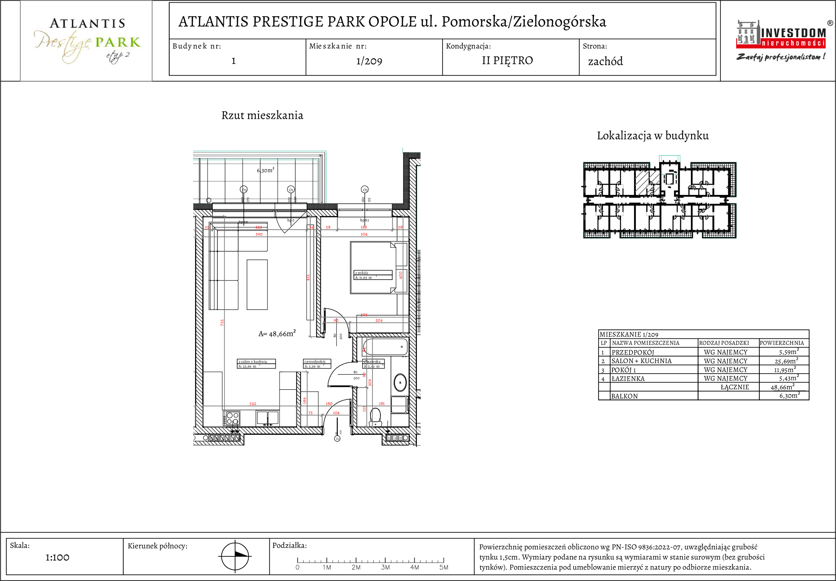 Apartament 48,66 m², piętro 2, oferta nr 1/209, Atlantis Prestige Park Etap 2, Opole, Malinka, ul. Pomorska / Zielonogórska / Harcmistrza Kamińskiego-idx