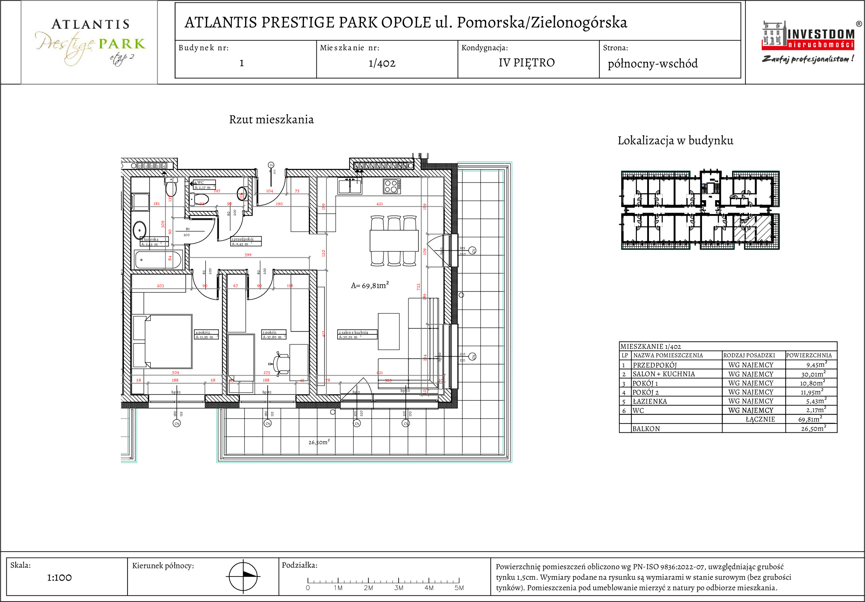 Apartament 69,81 m², piętro 4, oferta nr 1/402, Atlantis Prestige Park Etap 2, Opole, Malinka, ul. Pomorska / Zielonogórska / Harcmistrza Kamińskiego-idx