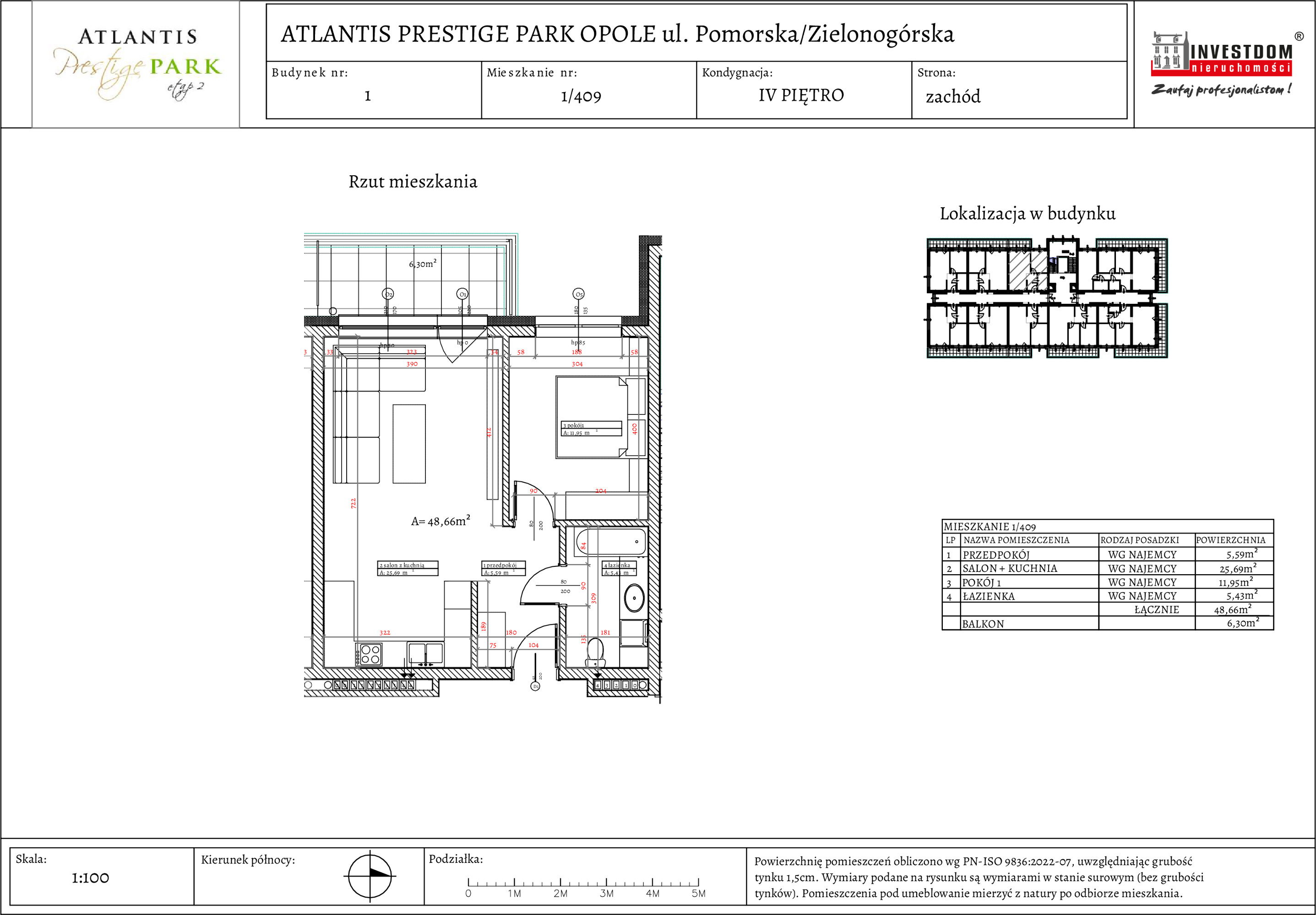 Apartament 48,66 m², piętro 4, oferta nr 1/409, Atlantis Prestige Park Etap 2, Opole, Malinka, ul. Pomorska / Zielonogórska / Harcmistrza Kamińskiego-idx