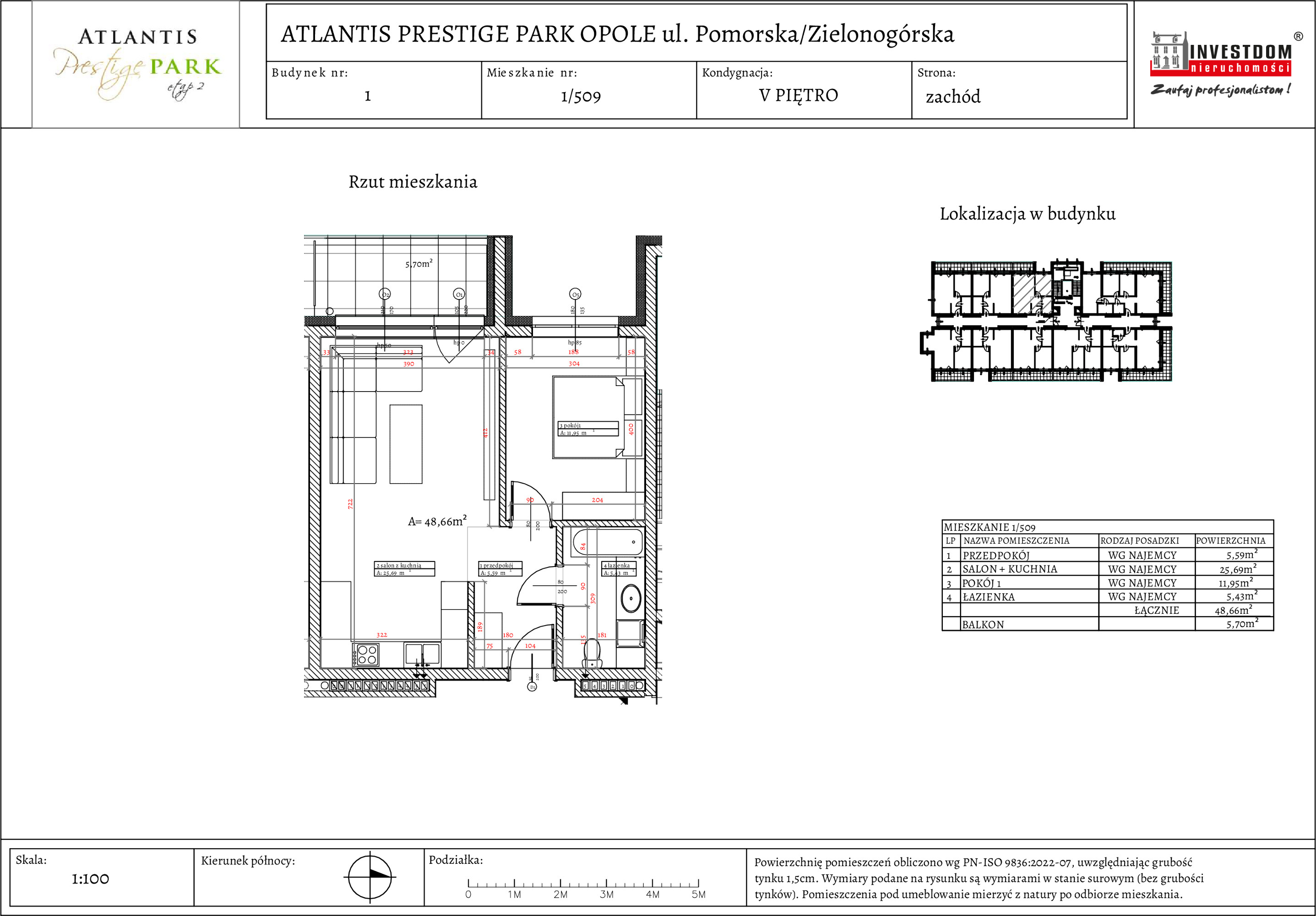 Apartament 48,66 m², piętro 5, oferta nr 1/509, Atlantis Prestige Park Etap 2, Opole, Malinka, ul. Pomorska / Zielonogórska / Harcmistrza Kamińskiego-idx