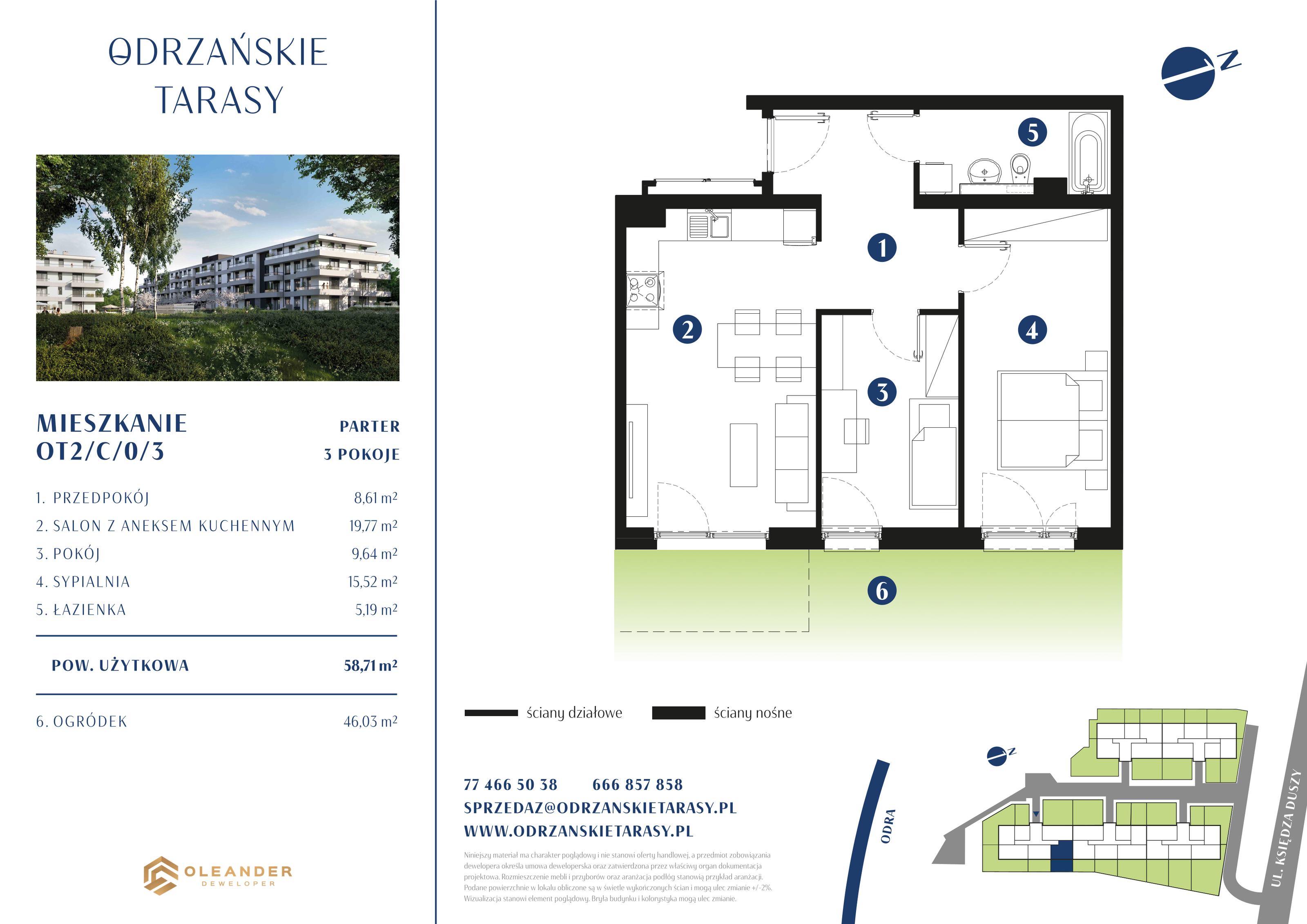 Mieszkanie 59,12 m², parter, oferta nr OT2/C/0/3, Odrzańskie Tarasy, Krapkowice, ul. Ks. Franciszka Duszy-idx