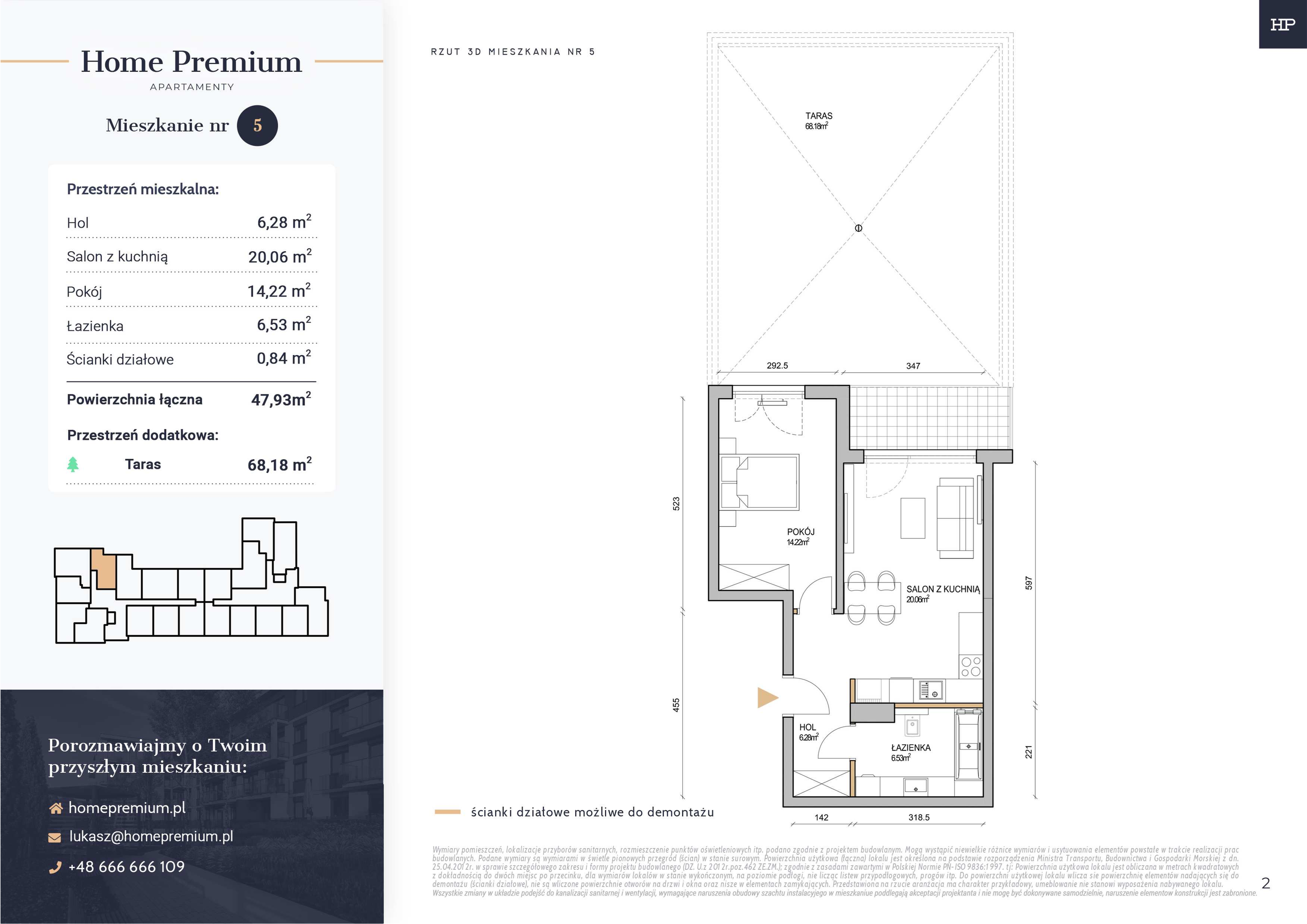 Mieszkanie 47,93 m², parter, oferta nr 5, Apartamenty Home Premium, Ożarów Mazowiecki, ul. Piłsudskiego 6-idx