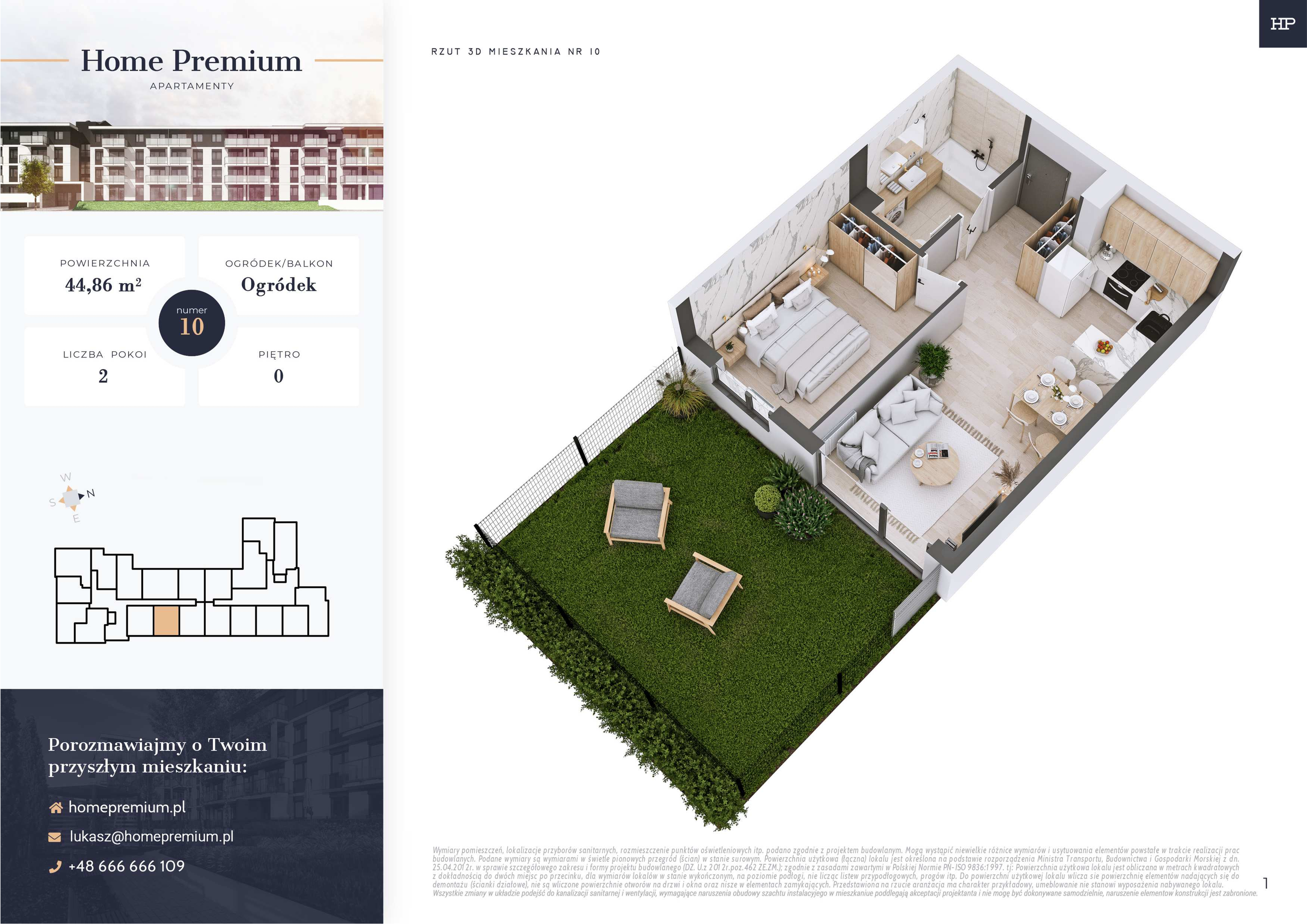 Mieszkanie 44,86 m², parter, oferta nr 10, Apartamenty Home Premium, Ożarów Mazowiecki, ul. Piłsudskiego 6-idx