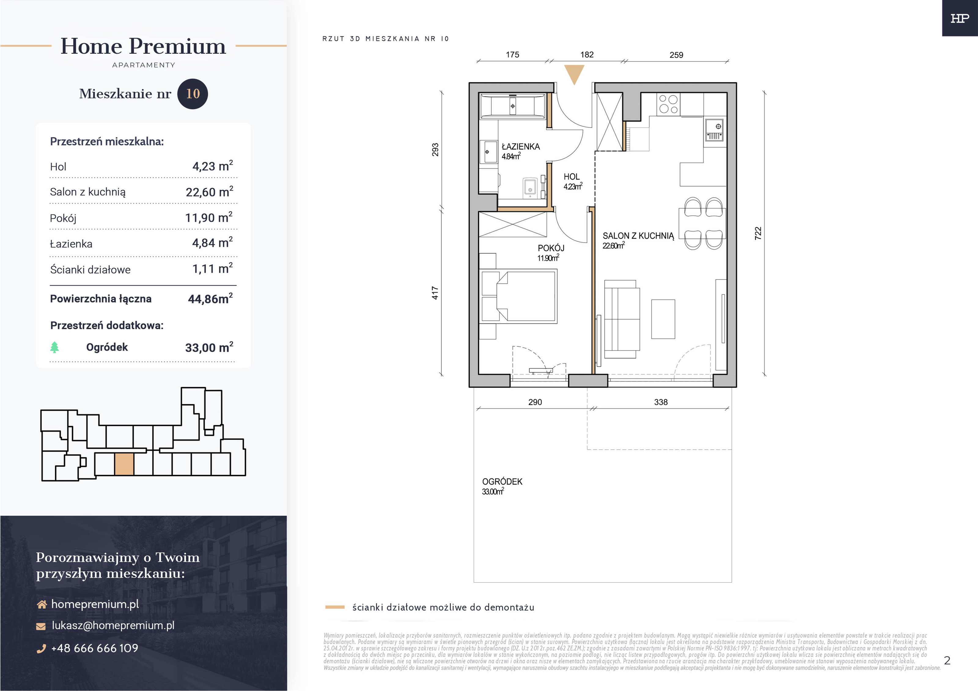 Mieszkanie 44,86 m², parter, oferta nr 10, Apartamenty Home Premium, Ożarów Mazowiecki, ul. Piłsudskiego 6-idx