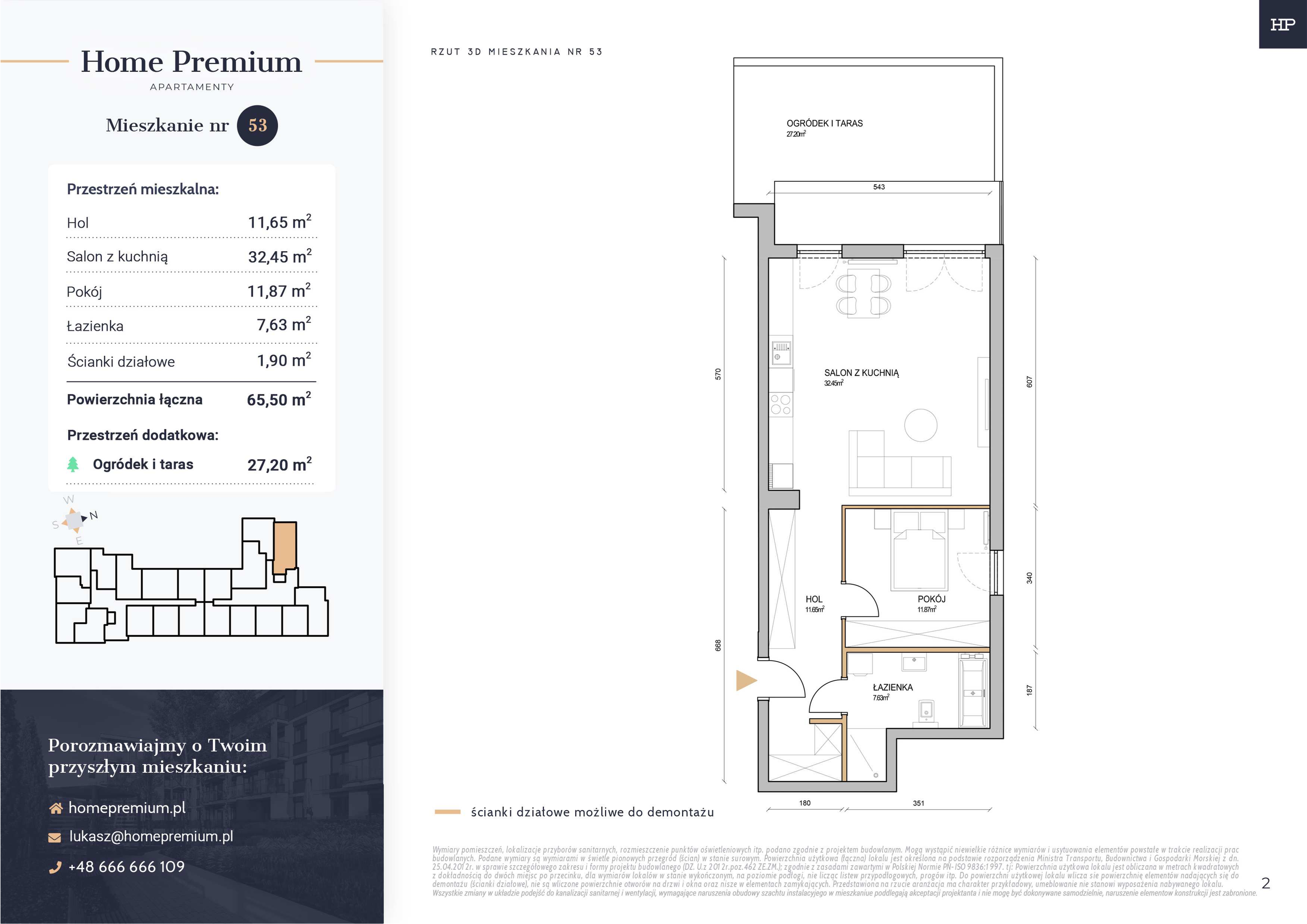 Mieszkanie 65,50 m², parter, oferta nr 53, Apartamenty Home Premium, Ożarów Mazowiecki, ul. Piłsudskiego 6-idx