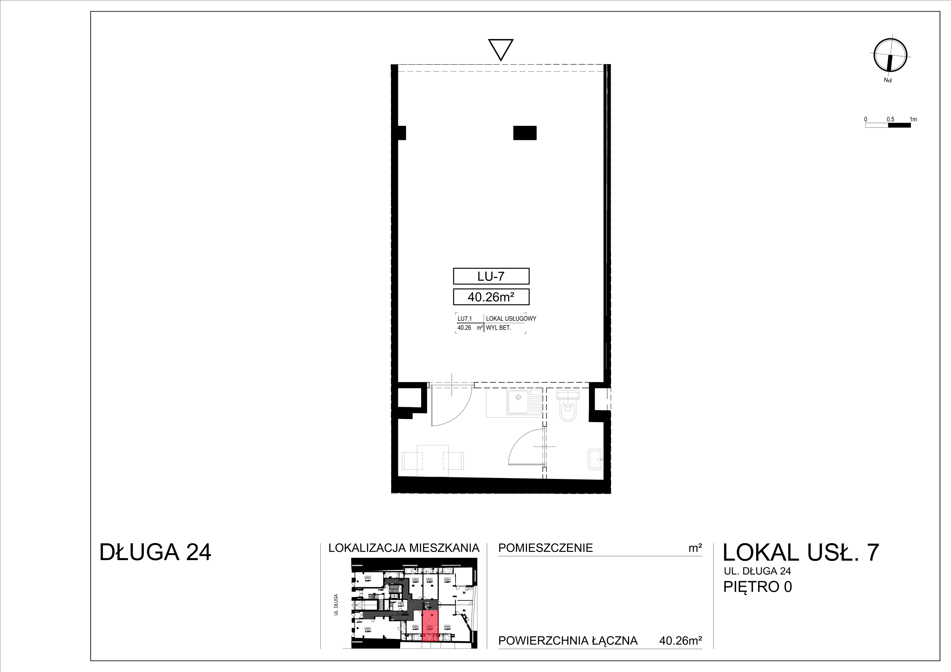 Lokal użytkowy 40,26 m², oferta nr L-7, Długa Residence - lokale użytkowe, Kraków, Stare Miasto, Kleparz, ul. Długa 24-idx