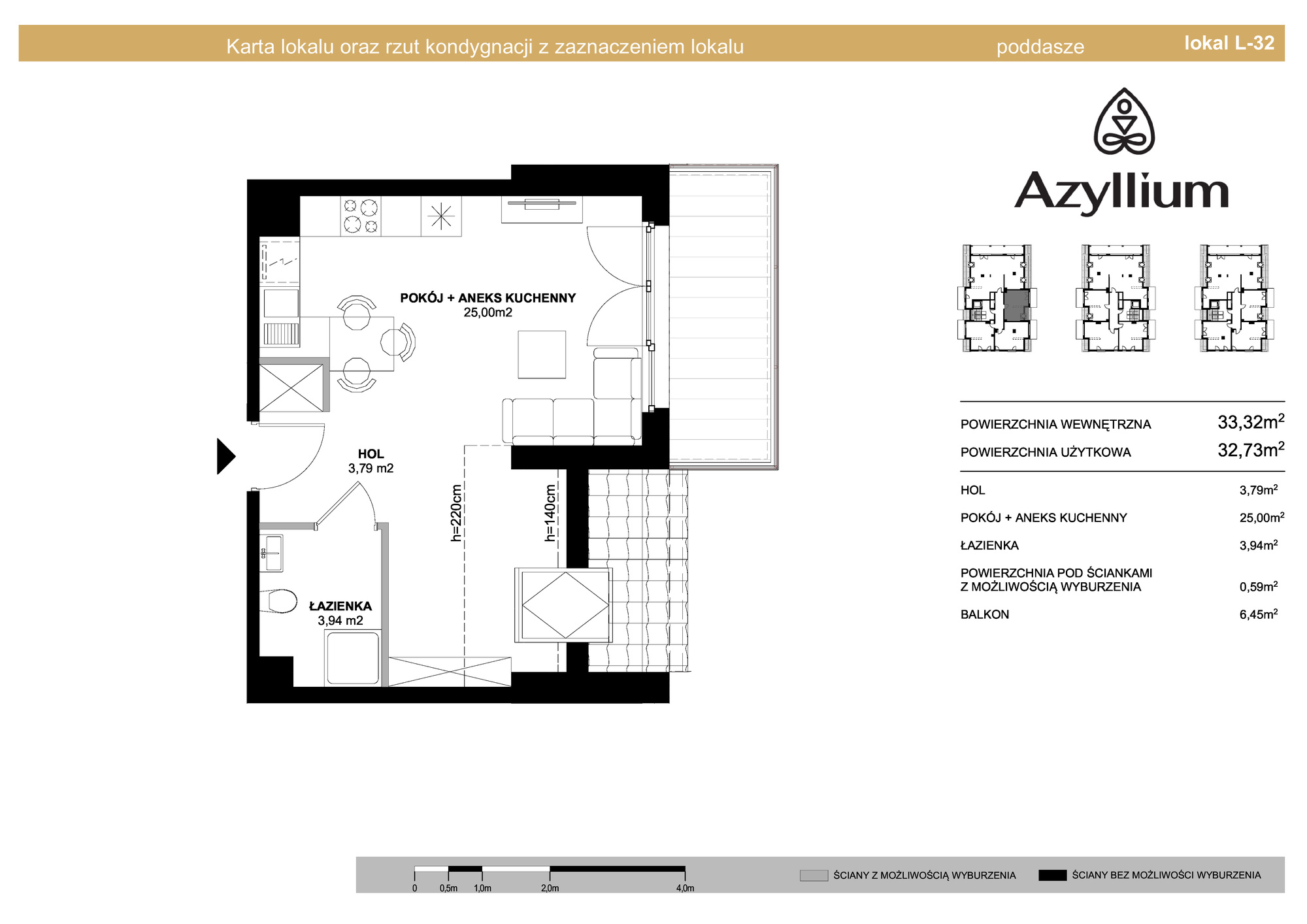 Mieszkanie 33,32 m², piętro 2, oferta nr A.32, Azyllium, Olsztyn, Gutkowo, ul. Żurawia-idx