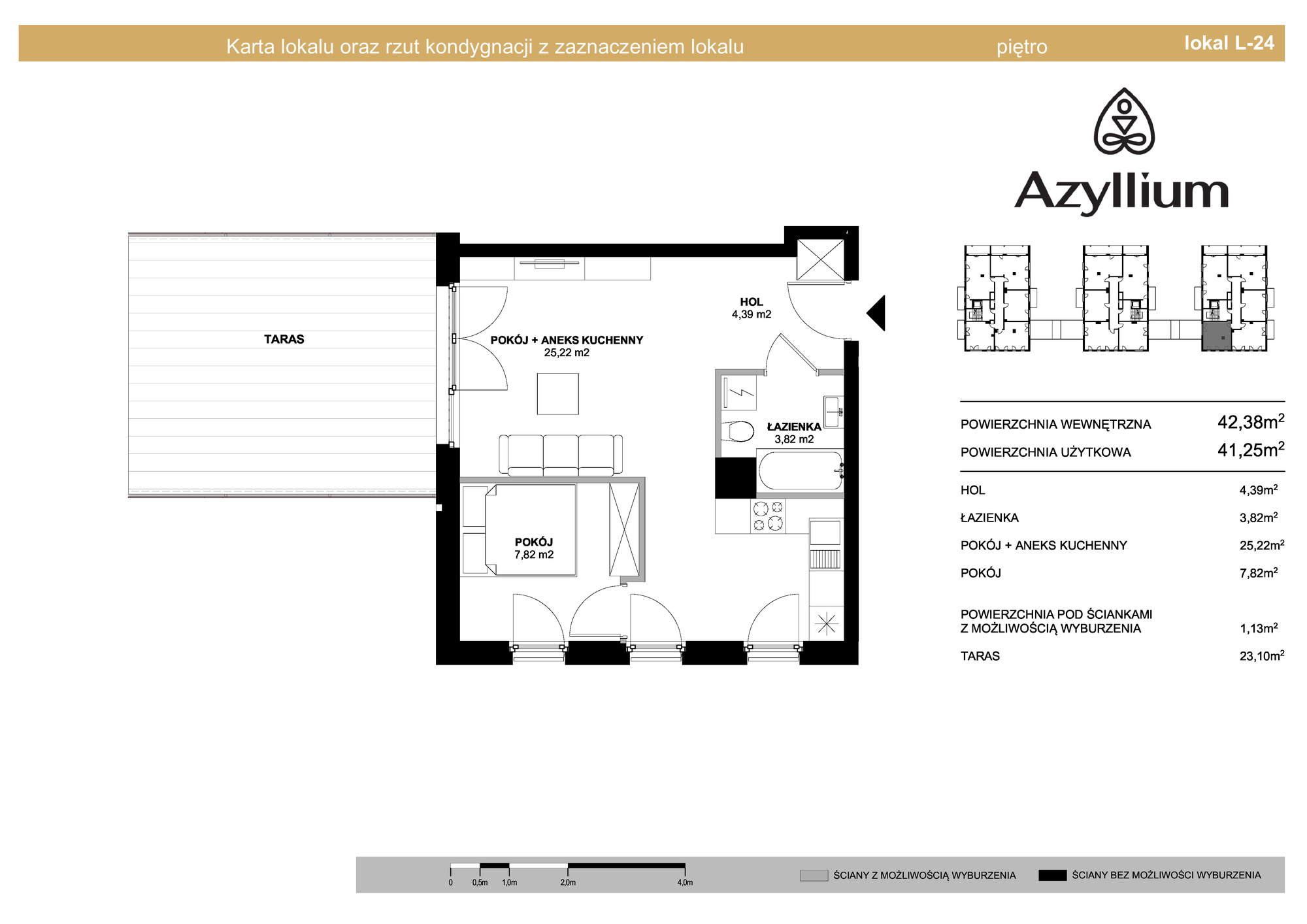 Mieszkanie 42,38 m², piętro 1, oferta nr C.24, Azyllium, Olsztyn, Gutkowo, ul. Żurawia-idx